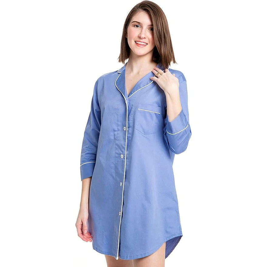 Button-Down Sleep Shirt in Blue [Sizes S/M and L/XL] - Image 2