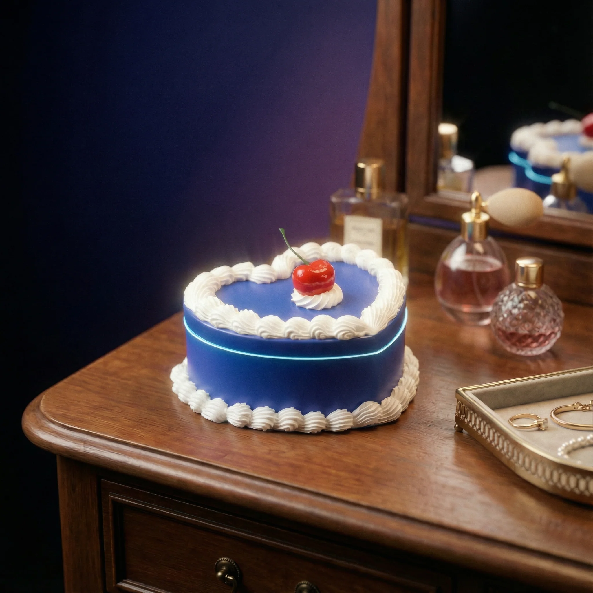 Cake Jewelry Box | Hand Decorated Small Heart Cake Storage Box in Blue or Pink - Image 6