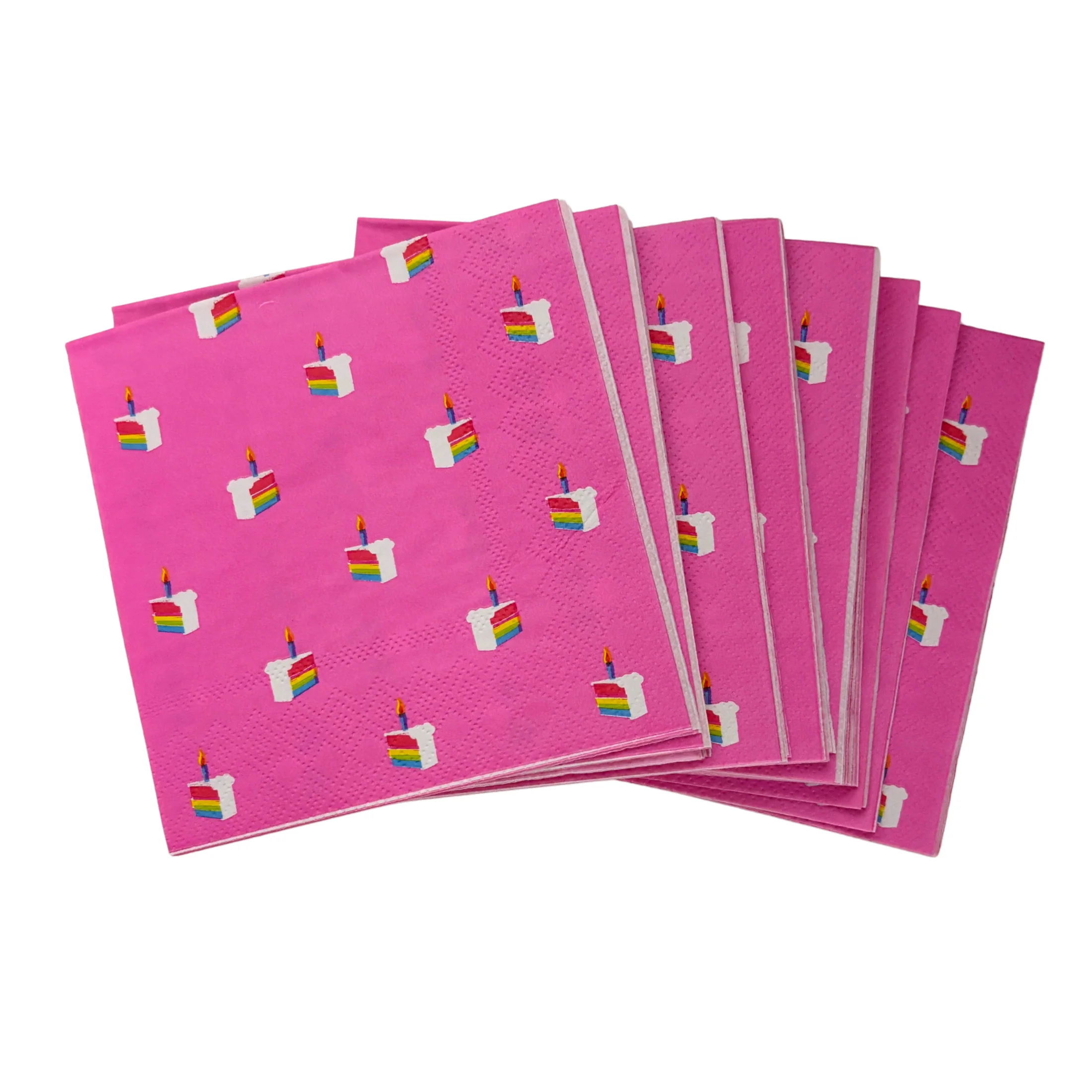 Cake Pattern Beverage Napkins | Birthday Cocktail Party Paper Napkin | 5" - Image 5