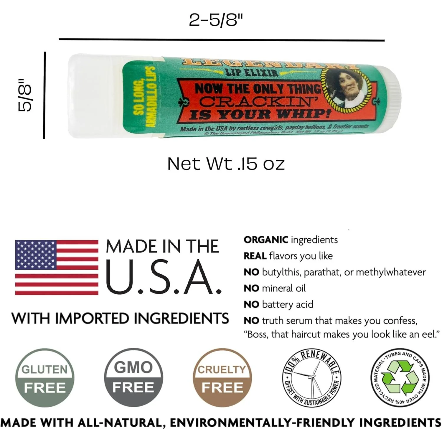 Calamity Jane Lip Balm Lip Elixir in Eucalyptus Mint Flavor | Lip Gloss Moisturizer | 15oz - Image 3