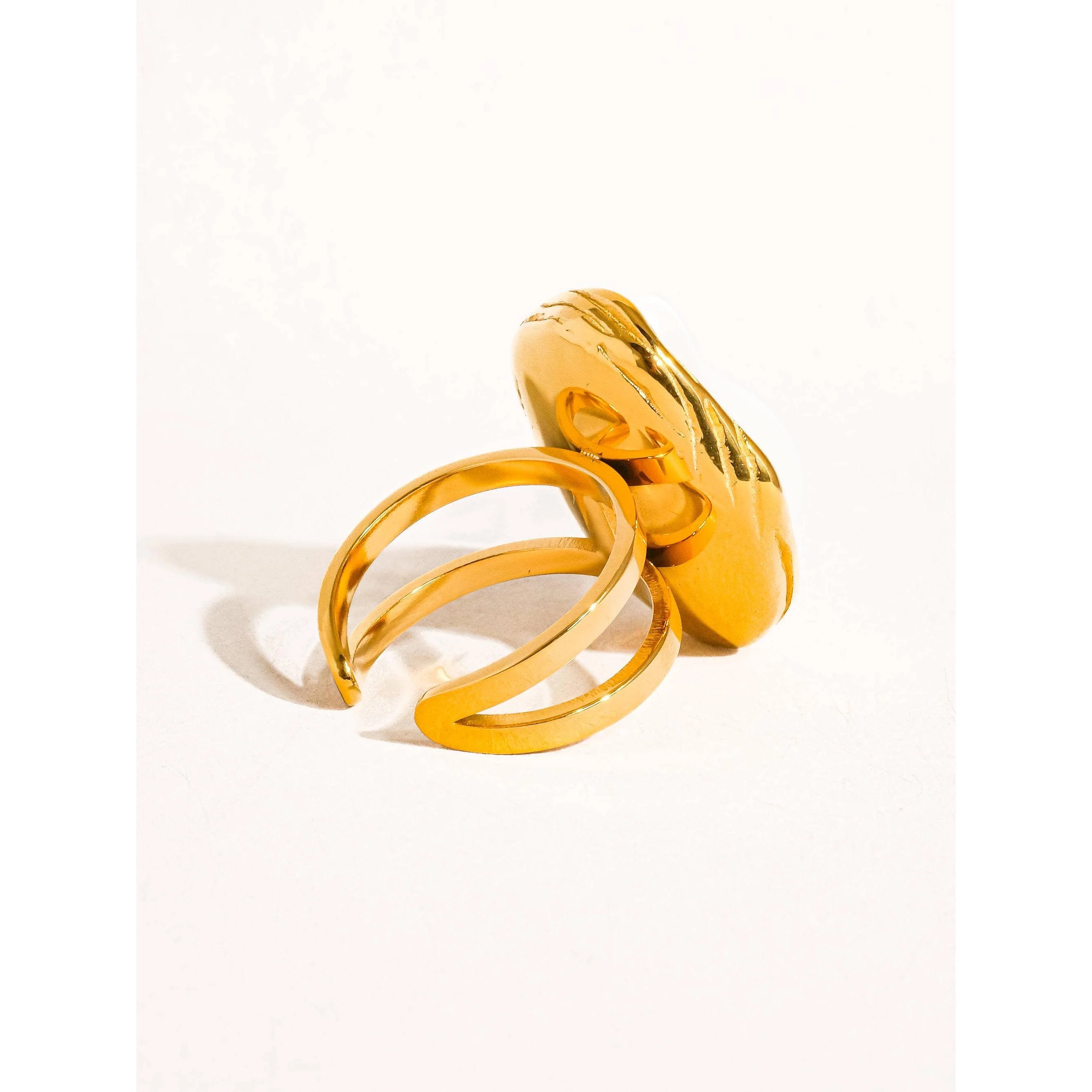 Cameron 18K Gold Non-Tarnish Classic Pearl Round Ring | Adjustable Ring - Image 2