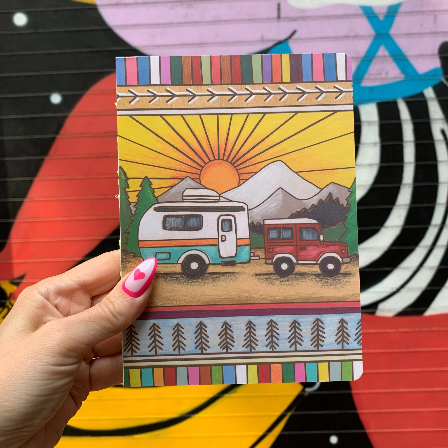 Camper Double-Sided Journal | Wood Burned Camper Trailer Art Designs Notebook - Image 4
