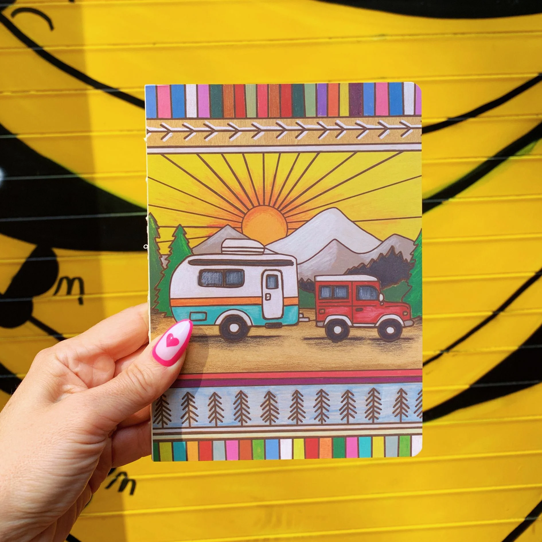 Camper Double-Sided Journal | Wood Burned Camper Trailer Art Designs Notebook - Image 6
