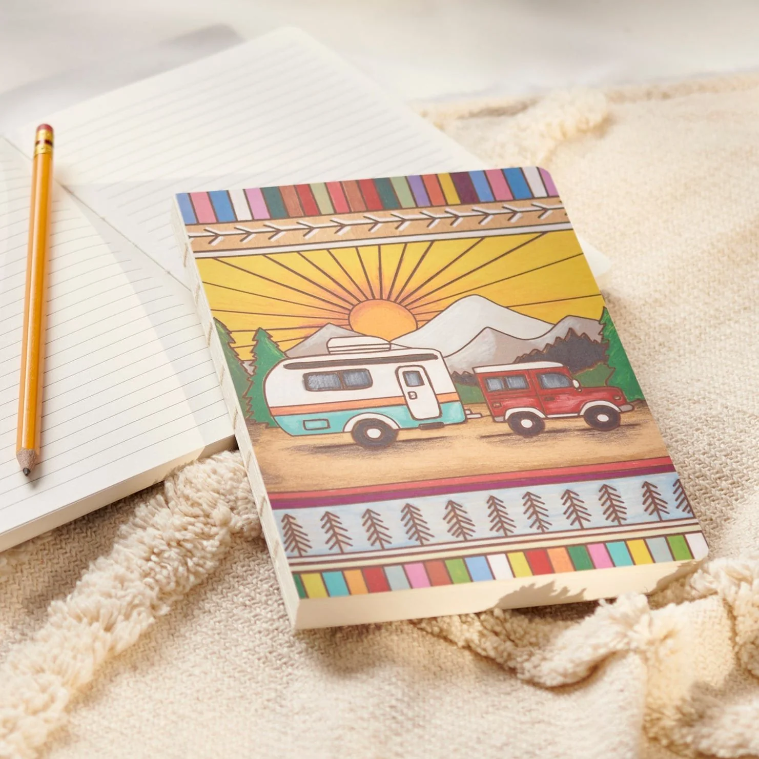 Camper Double-Sided Journal | Wood Burned Camper Trailer Art Designs Notebook - Image 8