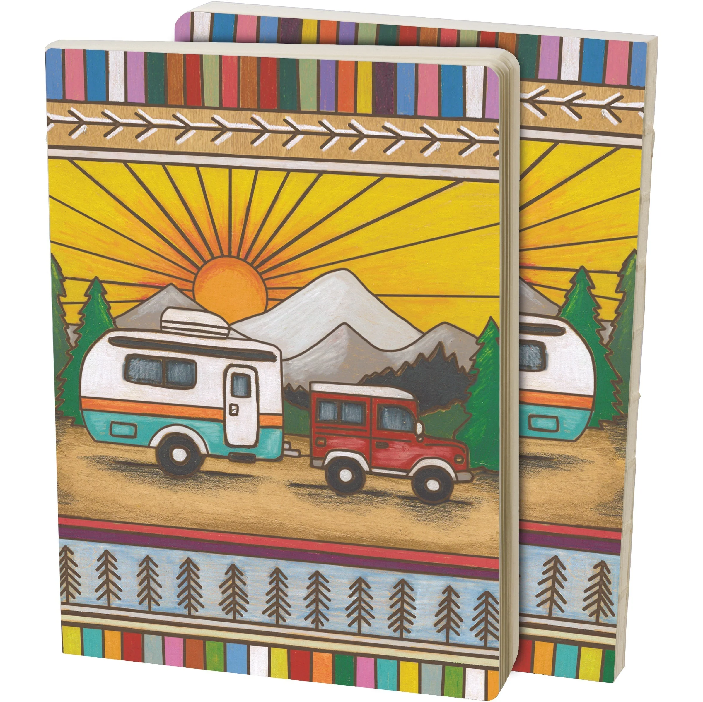 Camper Double-Sided Journal | Wood Burned Camper Trailer Art Designs Notebook - Image 9