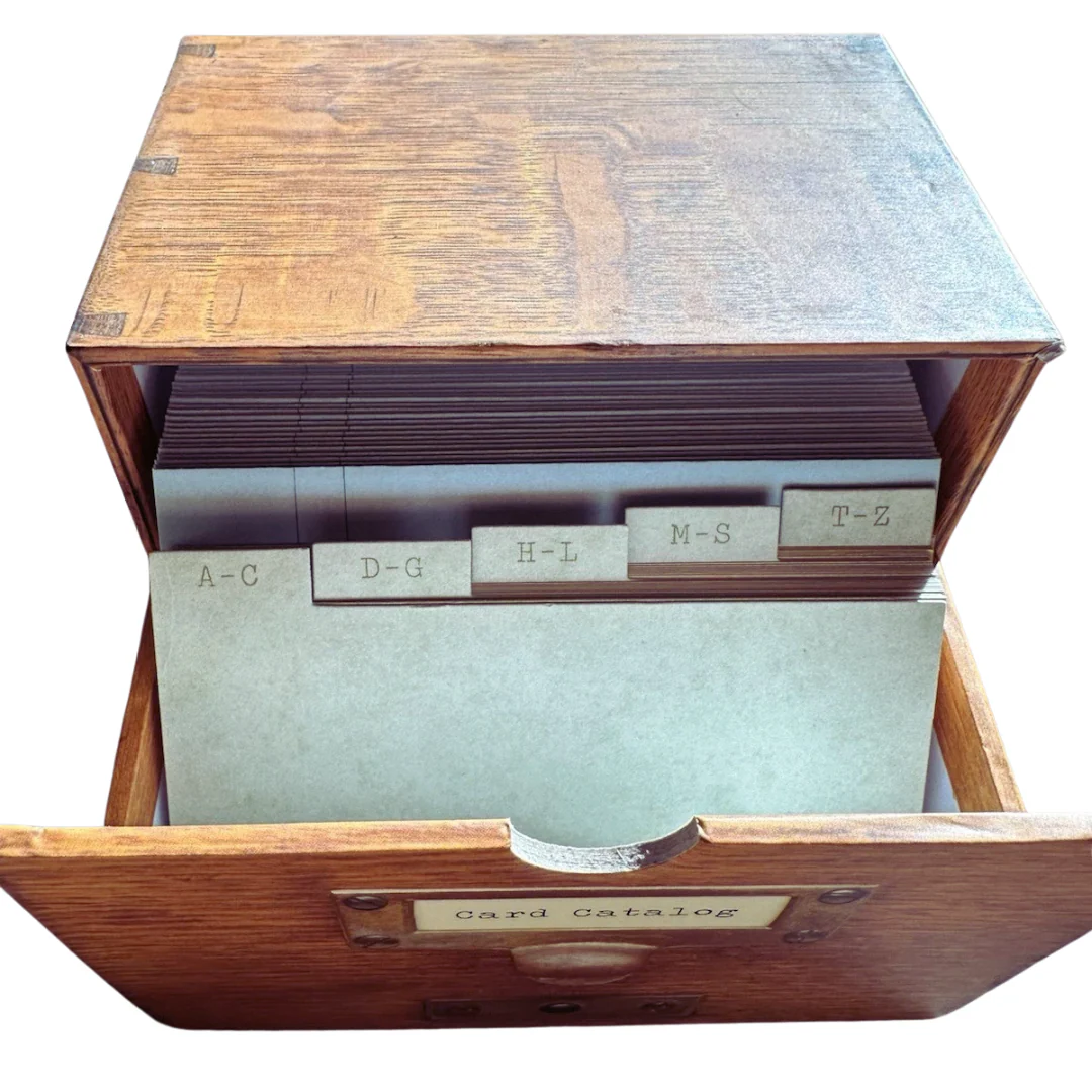 Card Catalog Notecard Set in Keepsake Tromp D'Oeil Box | Bibliophile Library Gifts Vintage Cards - Image 6