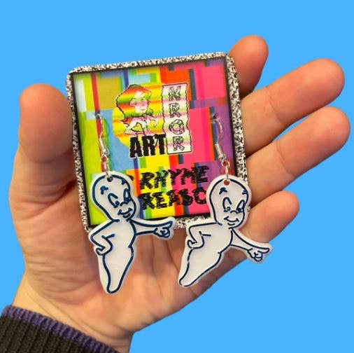 Casper the Friendly Ghost Point Earrings | 90s Vintage Upcycled Fashion Jewelry