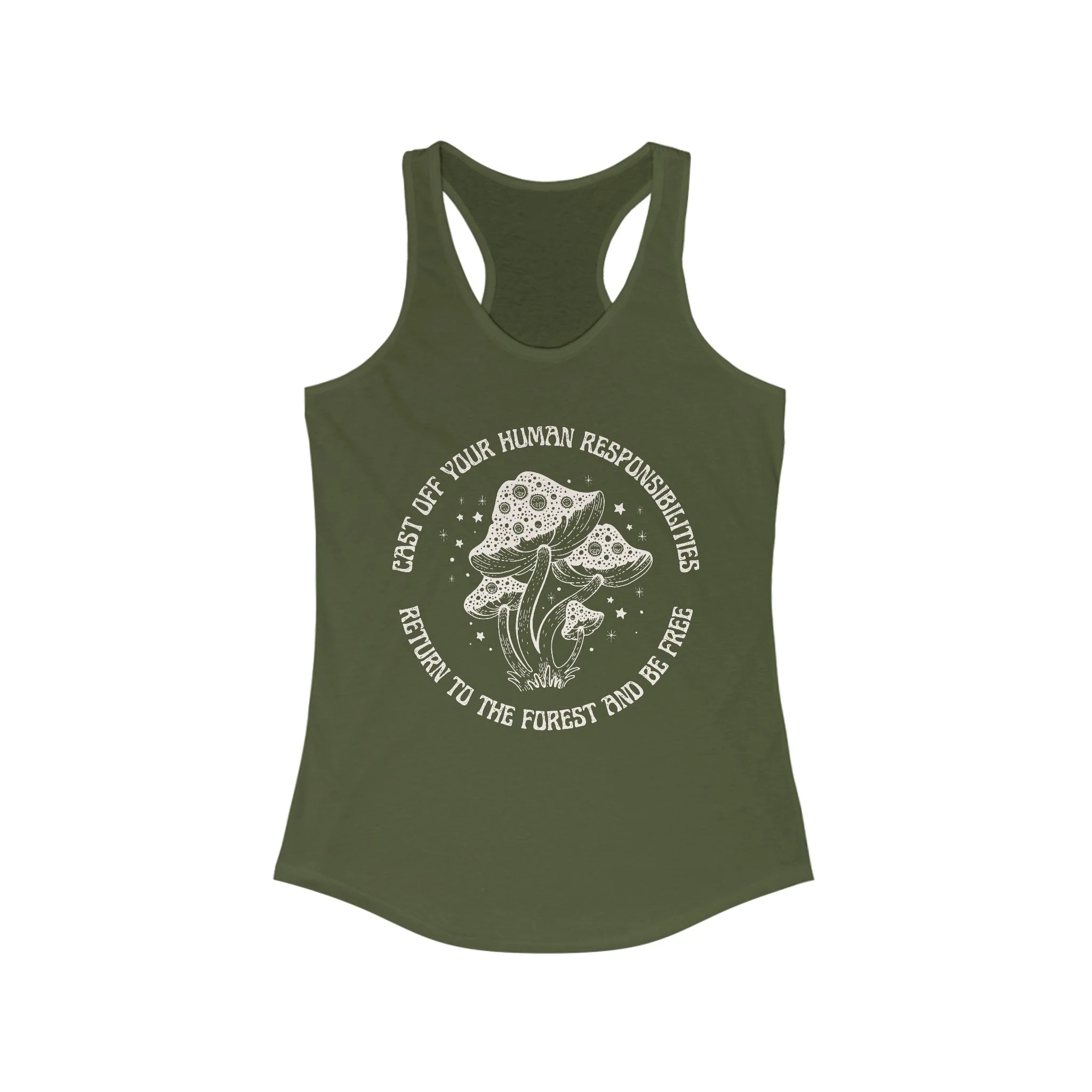 Cast Off Your Human Responsibilities Return to the Forest Women's Ideal Racerback Tank - Image 5