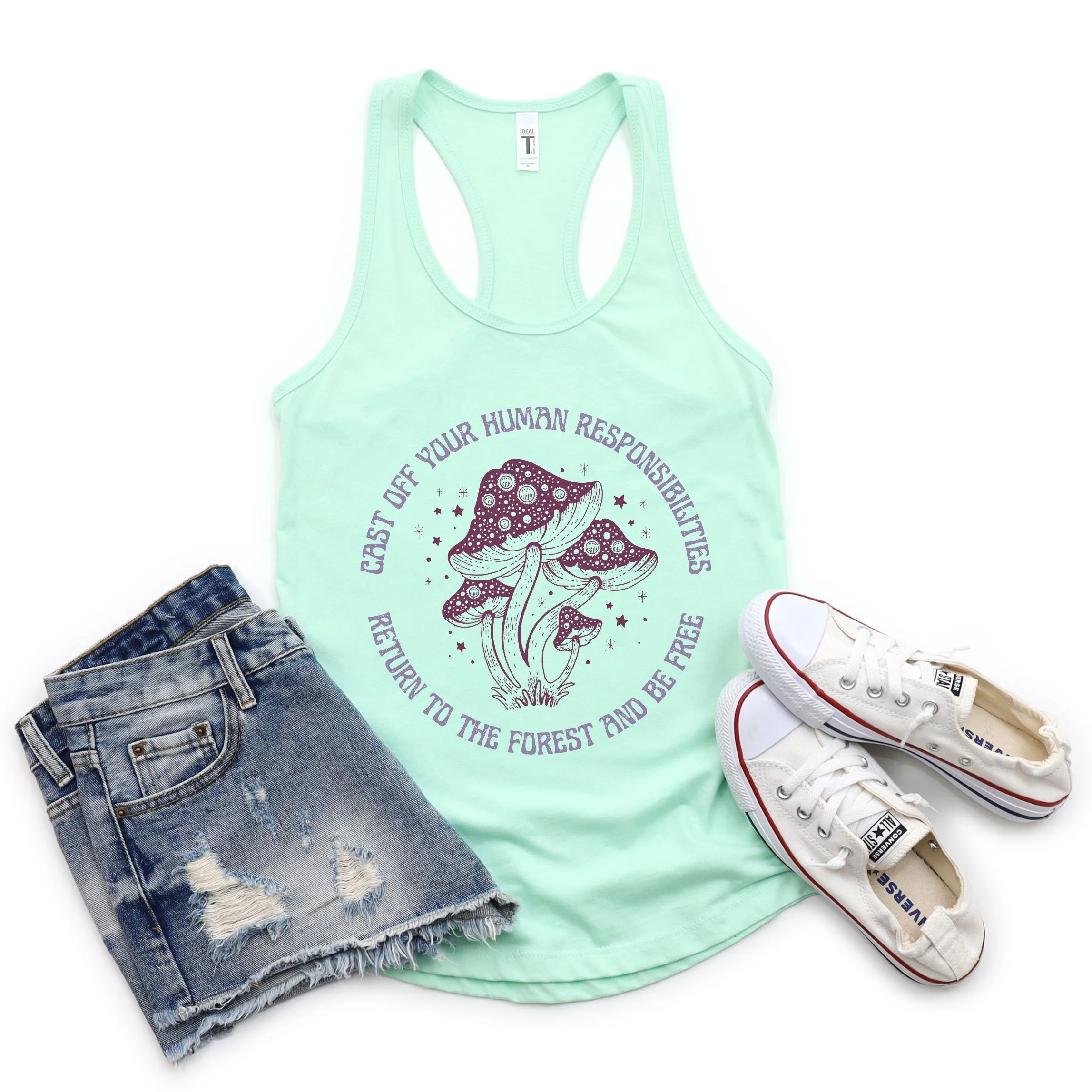 Cast Off Your Human Responsibilities Return to the Forest Women's Ideal Racerback Tank - Image 8