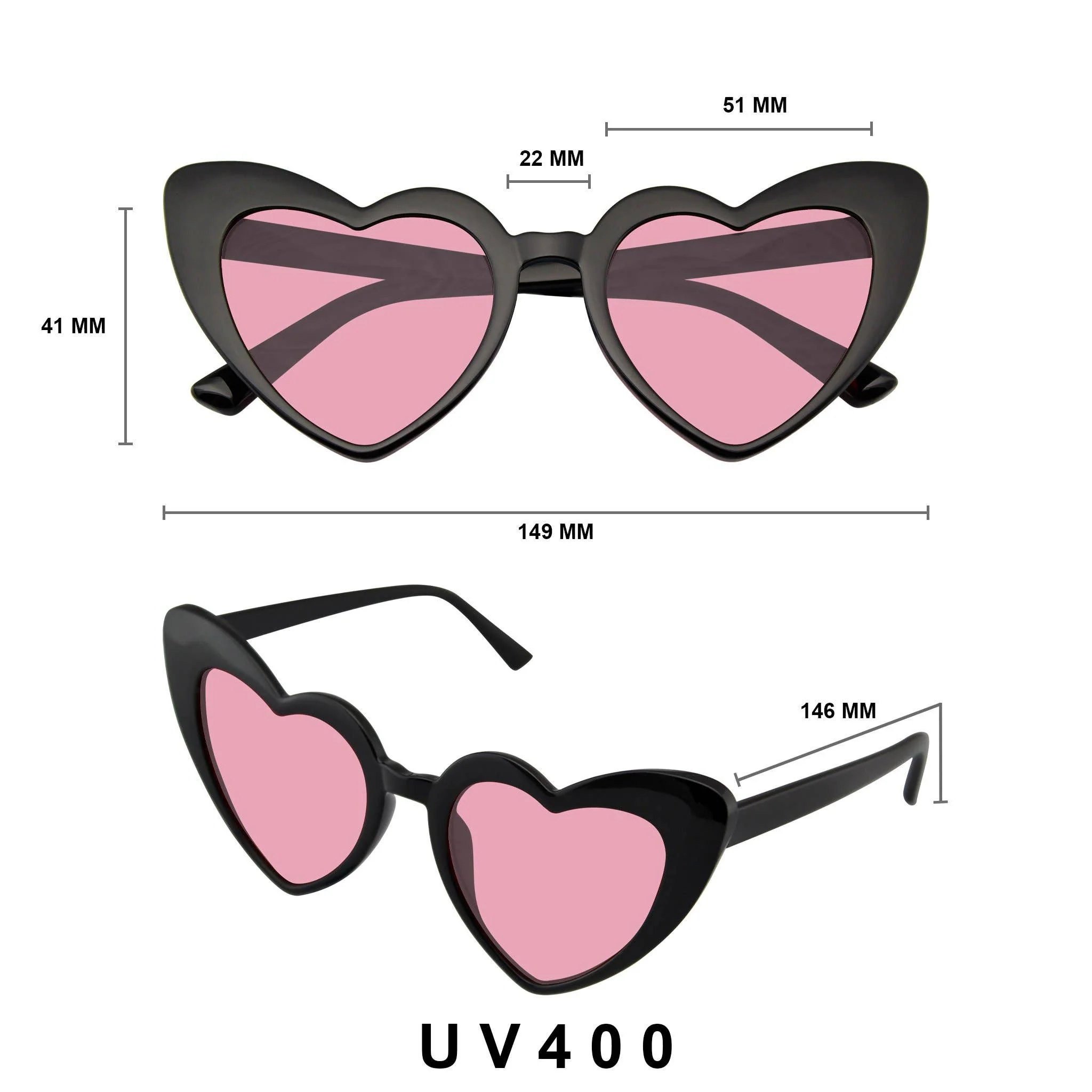 Cat Eye Heart Shape Sunglasses | Retro Festival Color Tinted Sunnies - Image 11