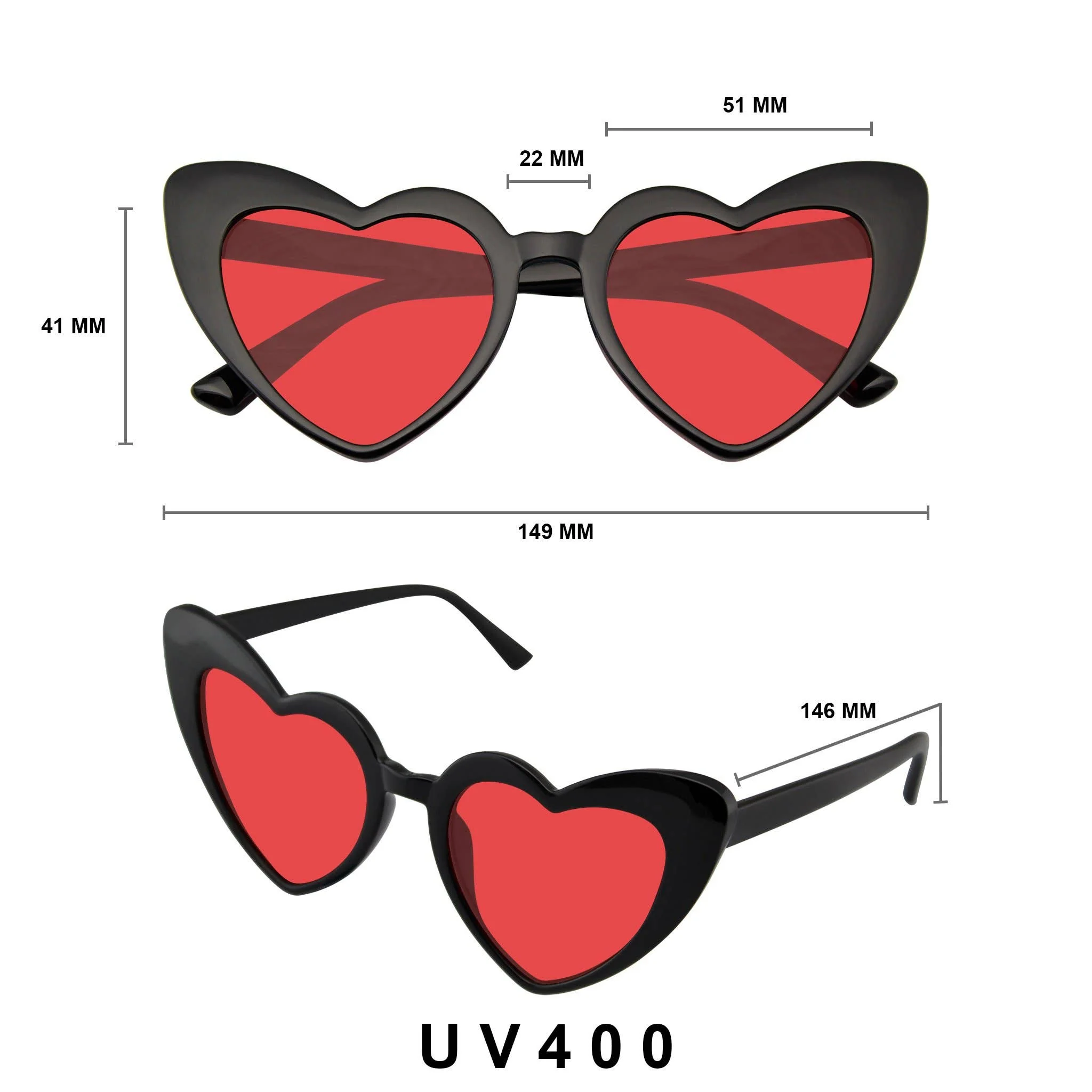 Cat Eye Heart Shape Sunglasses | Retro Festival Color Tinted Sunnies - Image 15