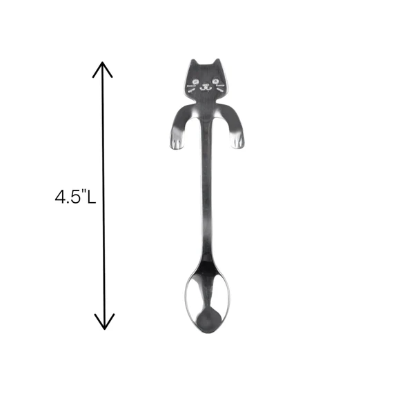 Cat Hanging Tea Spoon in Gold Silver or Black | Stainless Steel Coffee & Tea Spoon for Cat Lovers | 4.5" - Image 12