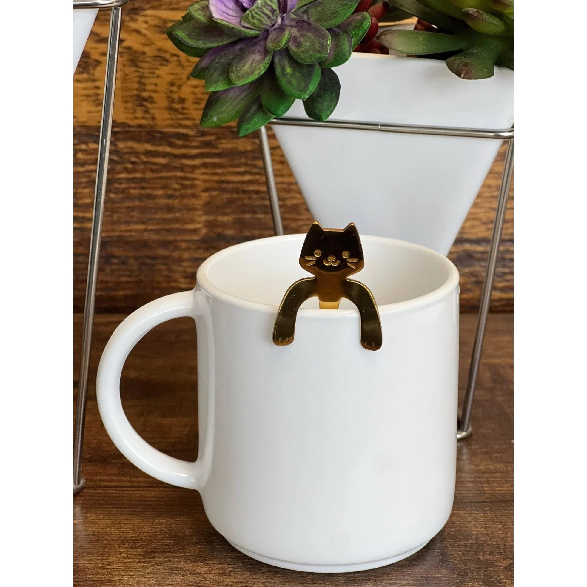 Cat Hanging Tea Spoon in Gold Silver or Black | Stainless Steel Coffee & Tea Spoon for Cat Lovers | 4.5" - Image 6
