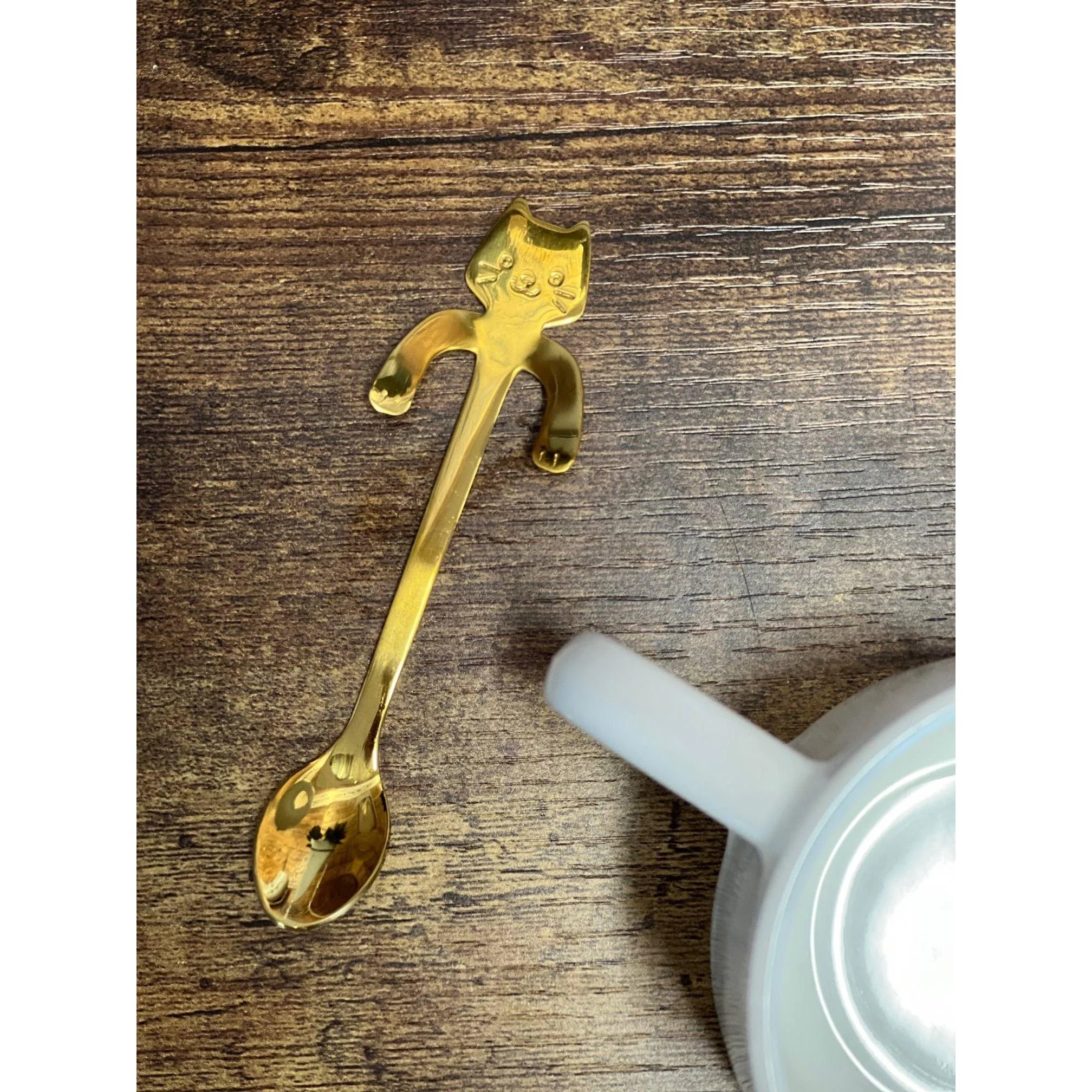 Cat Hanging Tea Spoon in Gold Silver or Black | Stainless Steel Coffee & Tea Spoon for Cat Lovers | 4.5" - Image 7