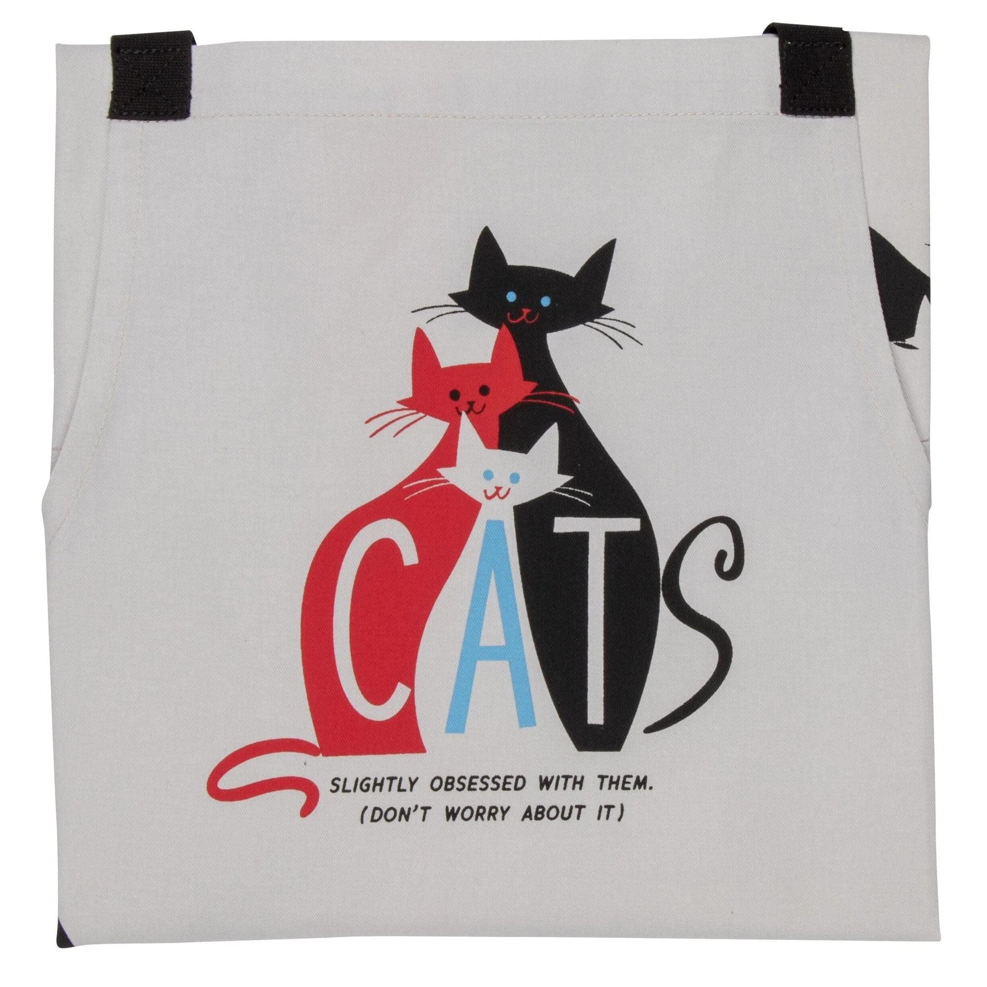 Cats. Slightly Obsessed With Them Funny Cooking and BBQ Apron Unisex 2 Pockets Adjustable Strap 100% Cotton | BlueQ at GetBullish - Image 4
