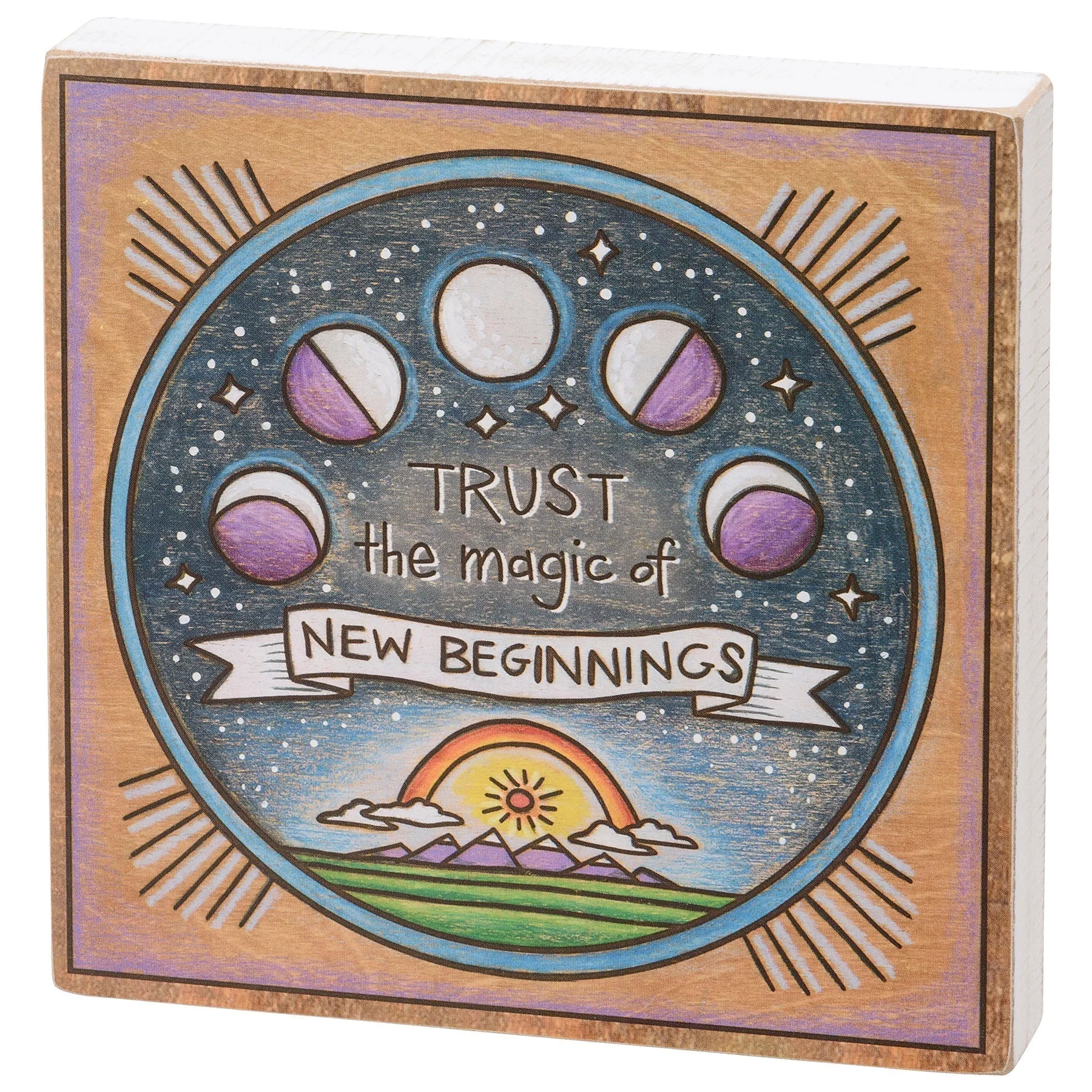 Set of 3 Celestial Inspo Block Signs | Square Wooden Sign Decor Display | 6" x 6" | Gift for Her - Image 14