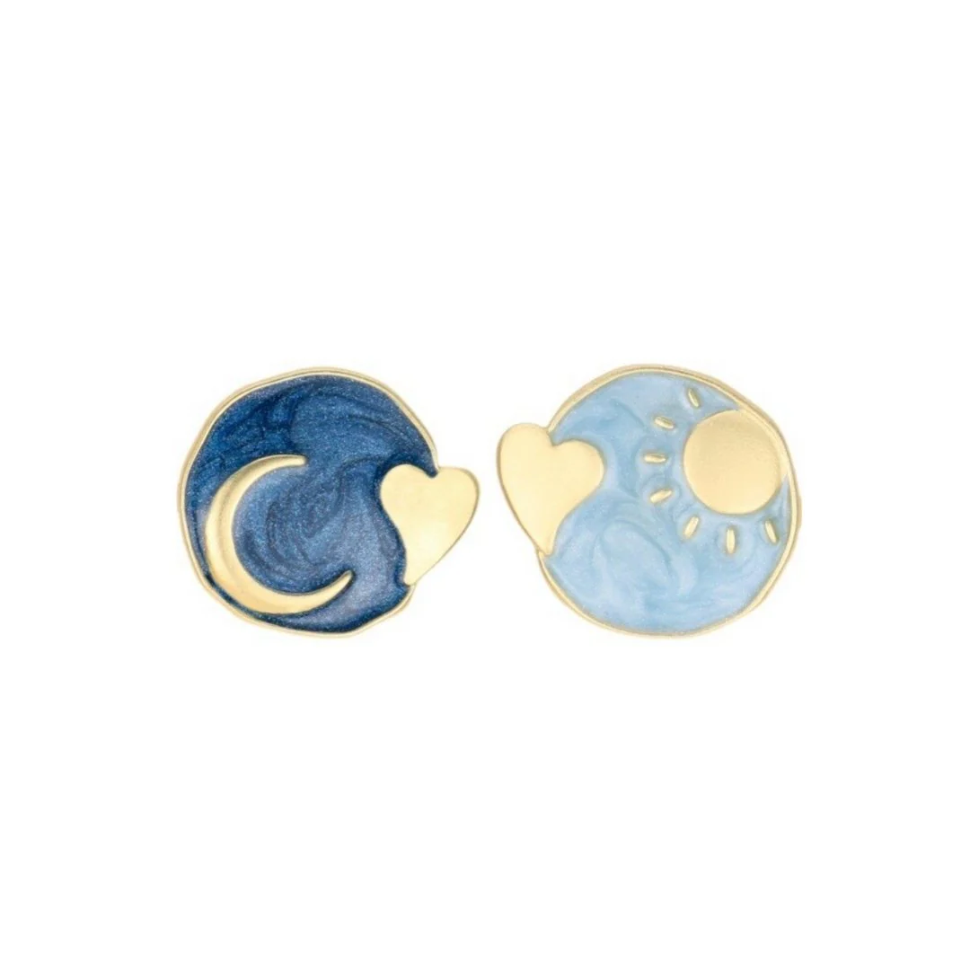 Celestial Blues Gold Post Earrings - Image 3