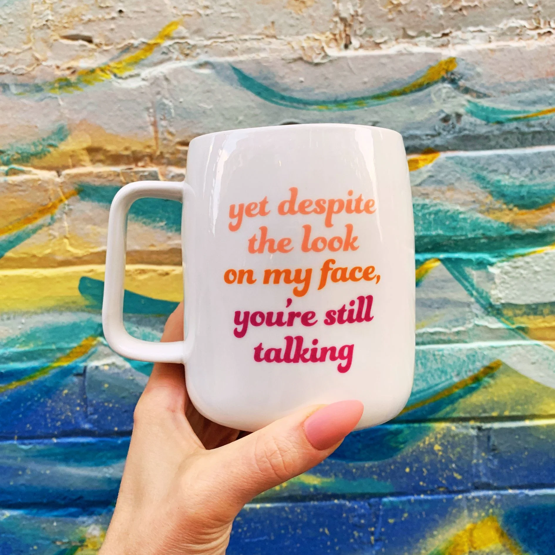 You're Still Talking Ceramic White Mug with Pink Interior | Coffee Tea Cup | 19oz - Image 9