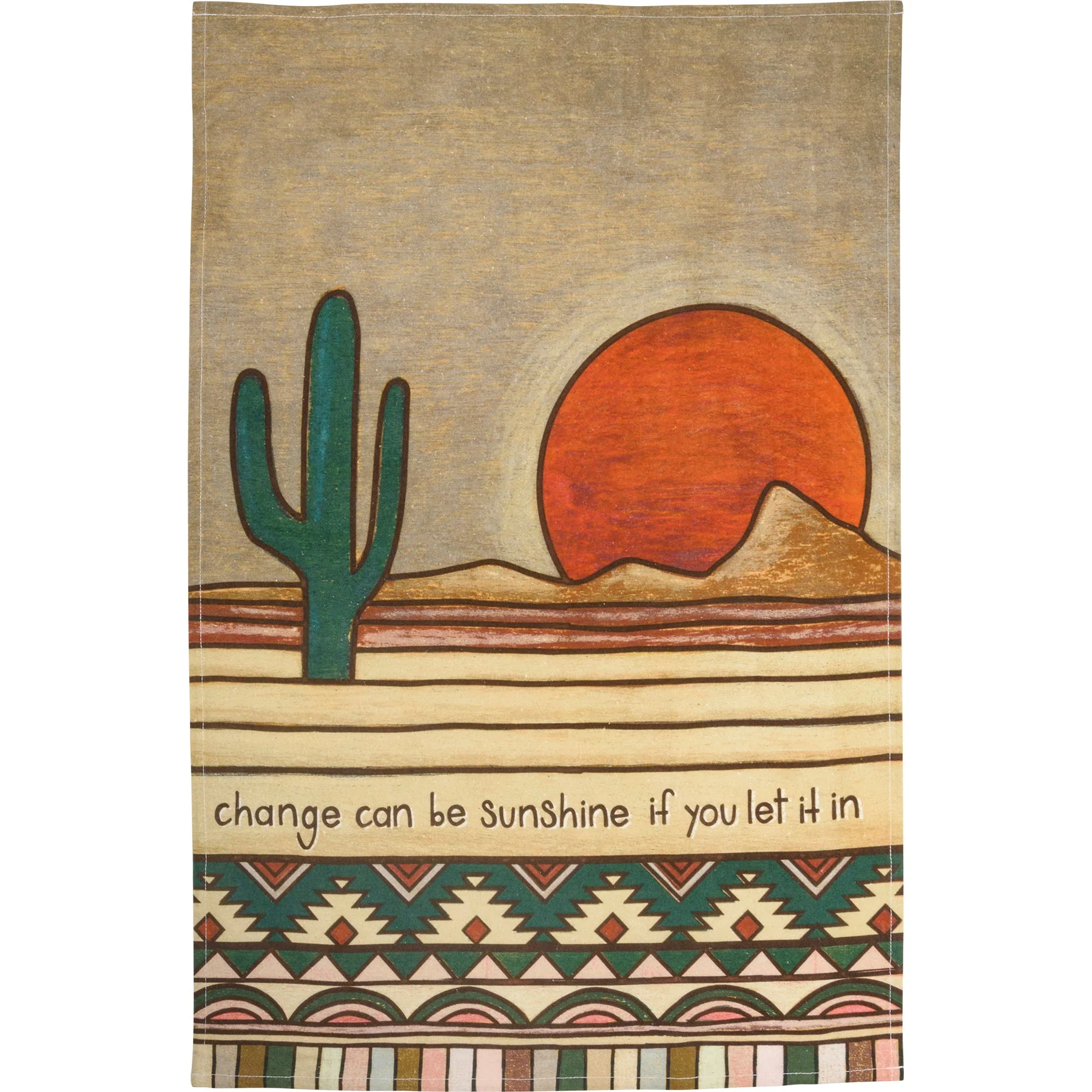 Change Can Be Sunshine If You Let It In Kitchen Towel | Woodburned Desert Hand Tea Dish Cloth | 18" x 28" - Image 2