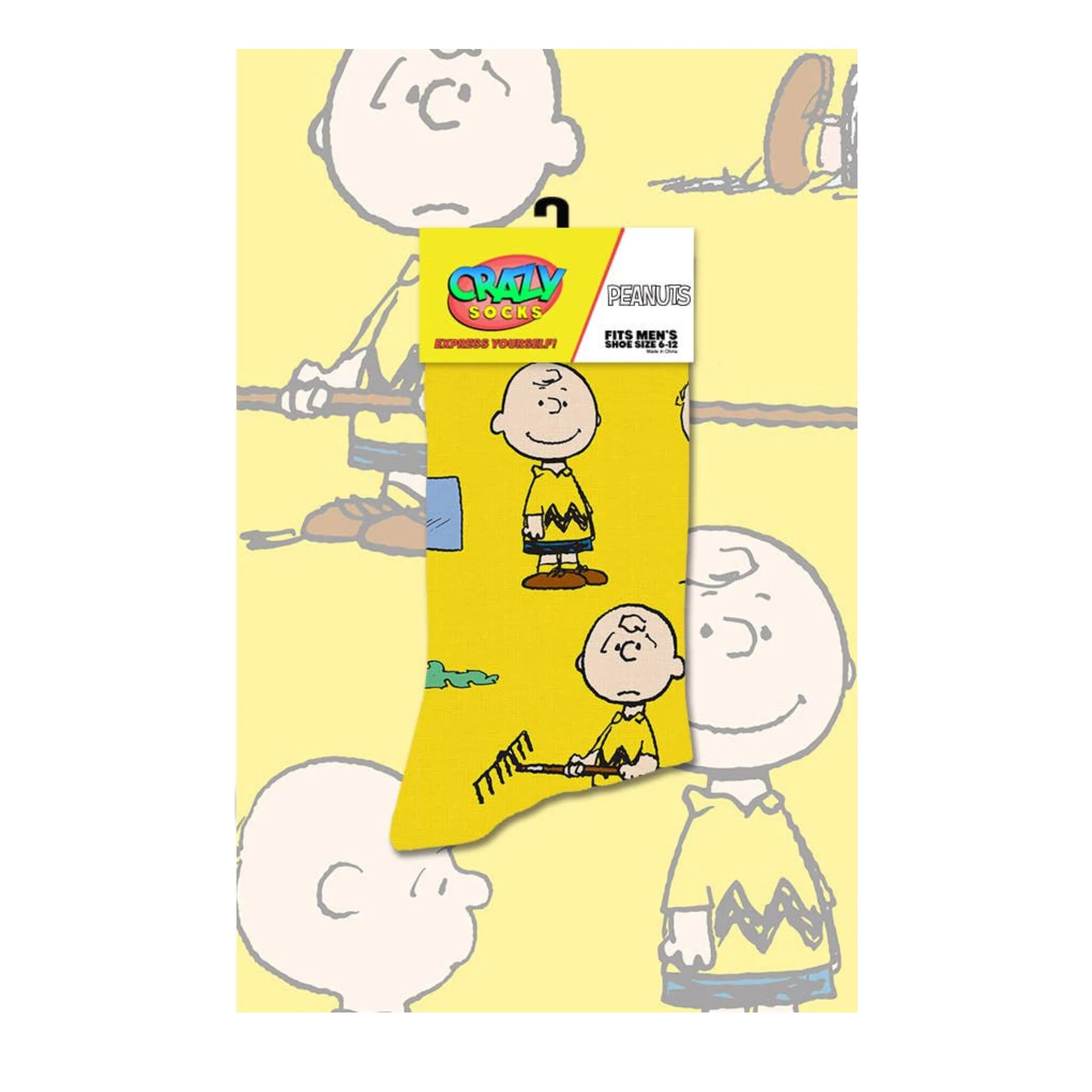 Charlie Brown Men’s Crew Socks | Fun Peanuts Cartoon Crazy Socks - Image 4