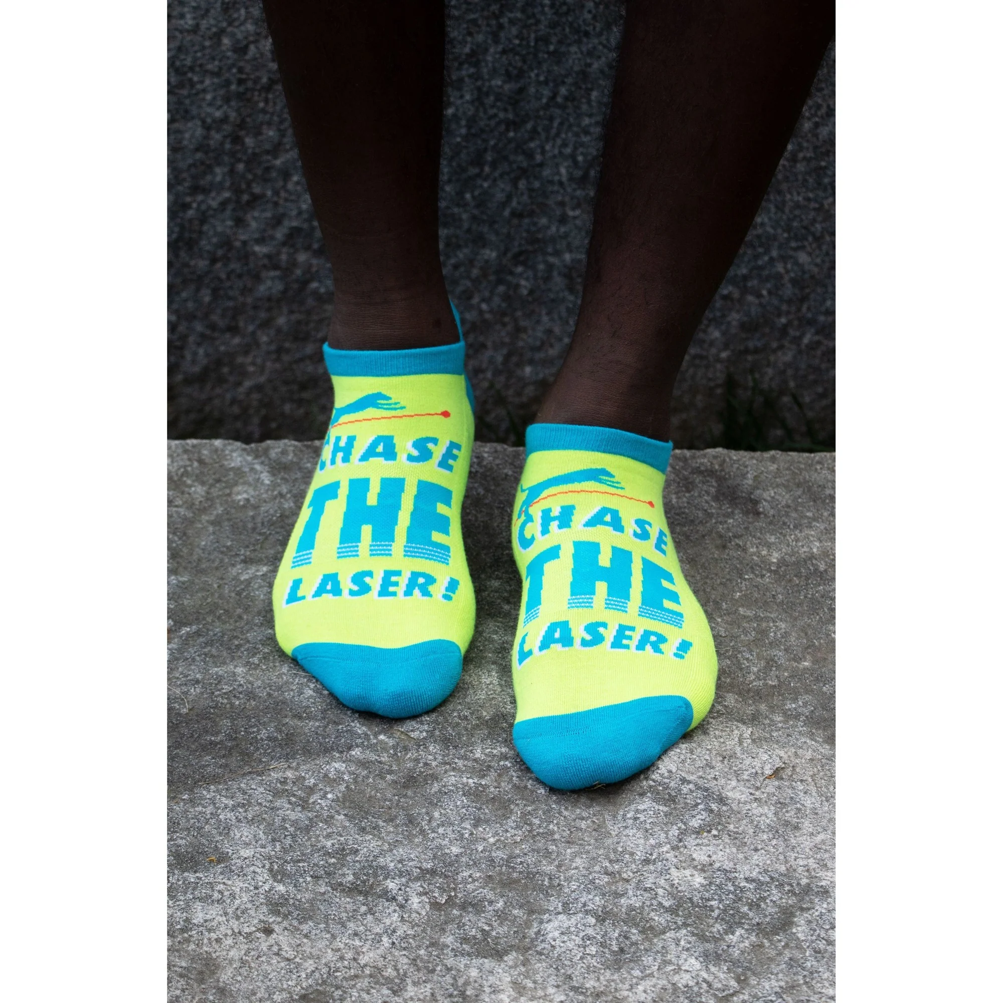Chase The Laser Cat Men's or Unisex Sneaker Socks [2 Size Options] | BlueQ at GetBullish - Image 2