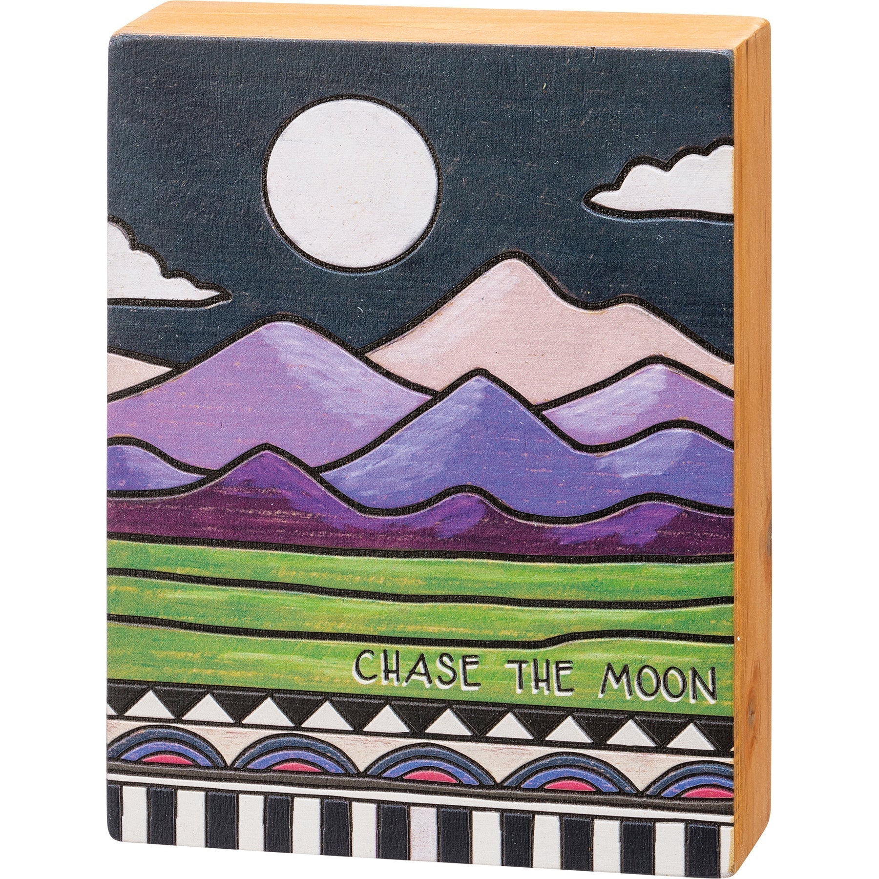 Chase The Moon Wooden Box Sign | Wall Desk Office Home Decor | 6" x 8" - Image 5