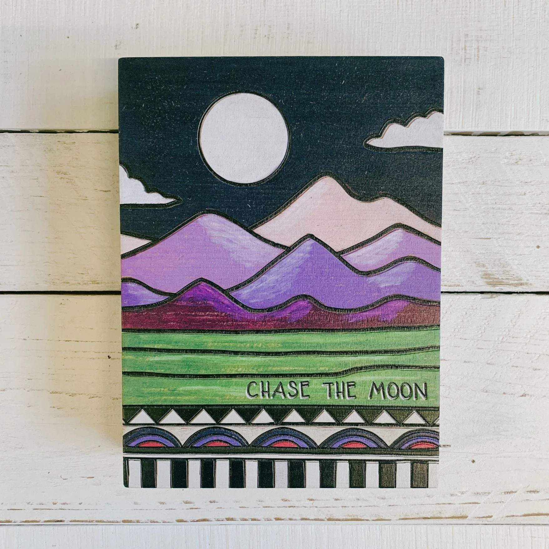 Chase The Moon Wooden Box Sign | Wall Desk Office Home Decor | 6" x 8" - Image 8