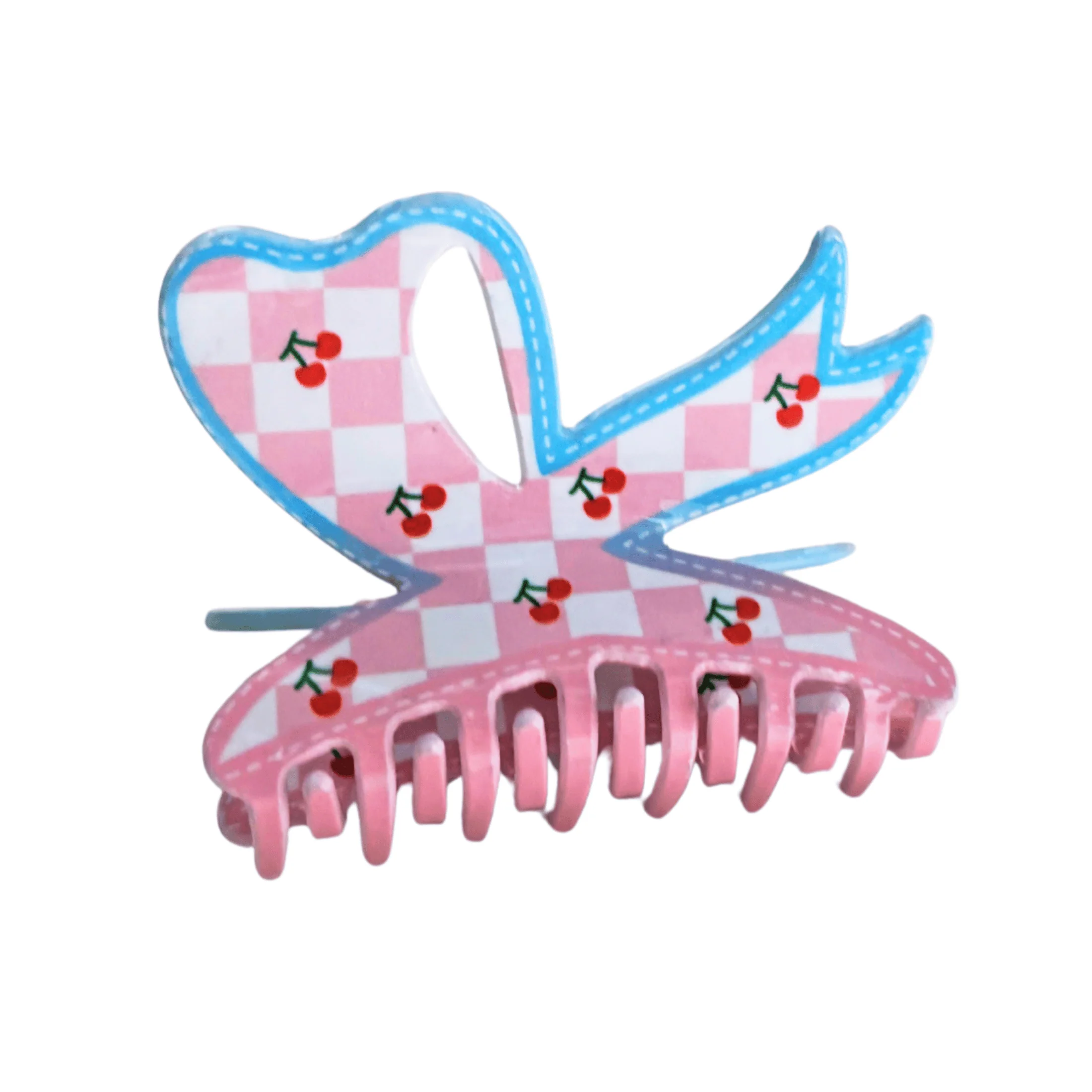 Velvet Claws Checkered Cherry Bow Hair Claw - Image 6