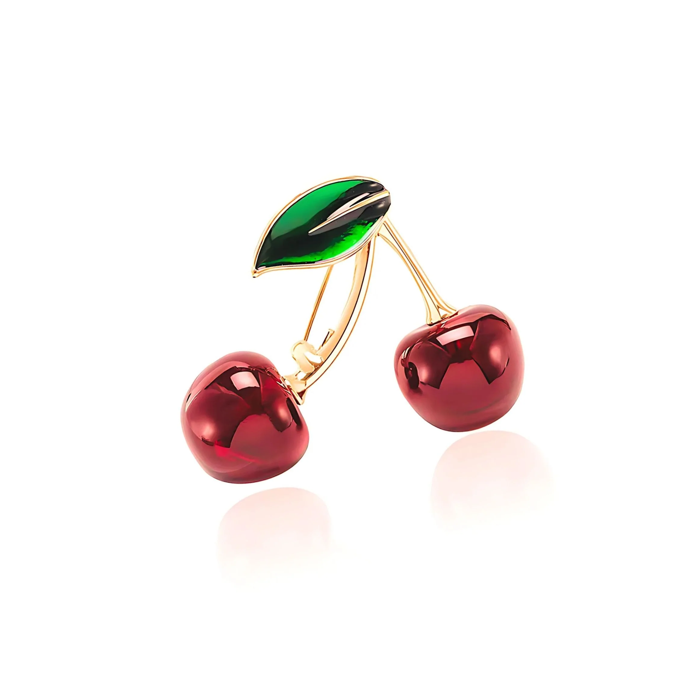 Cheeky Cherries Brooch | 1.45" Wide Pin in Metal Alloy with Gold Finish