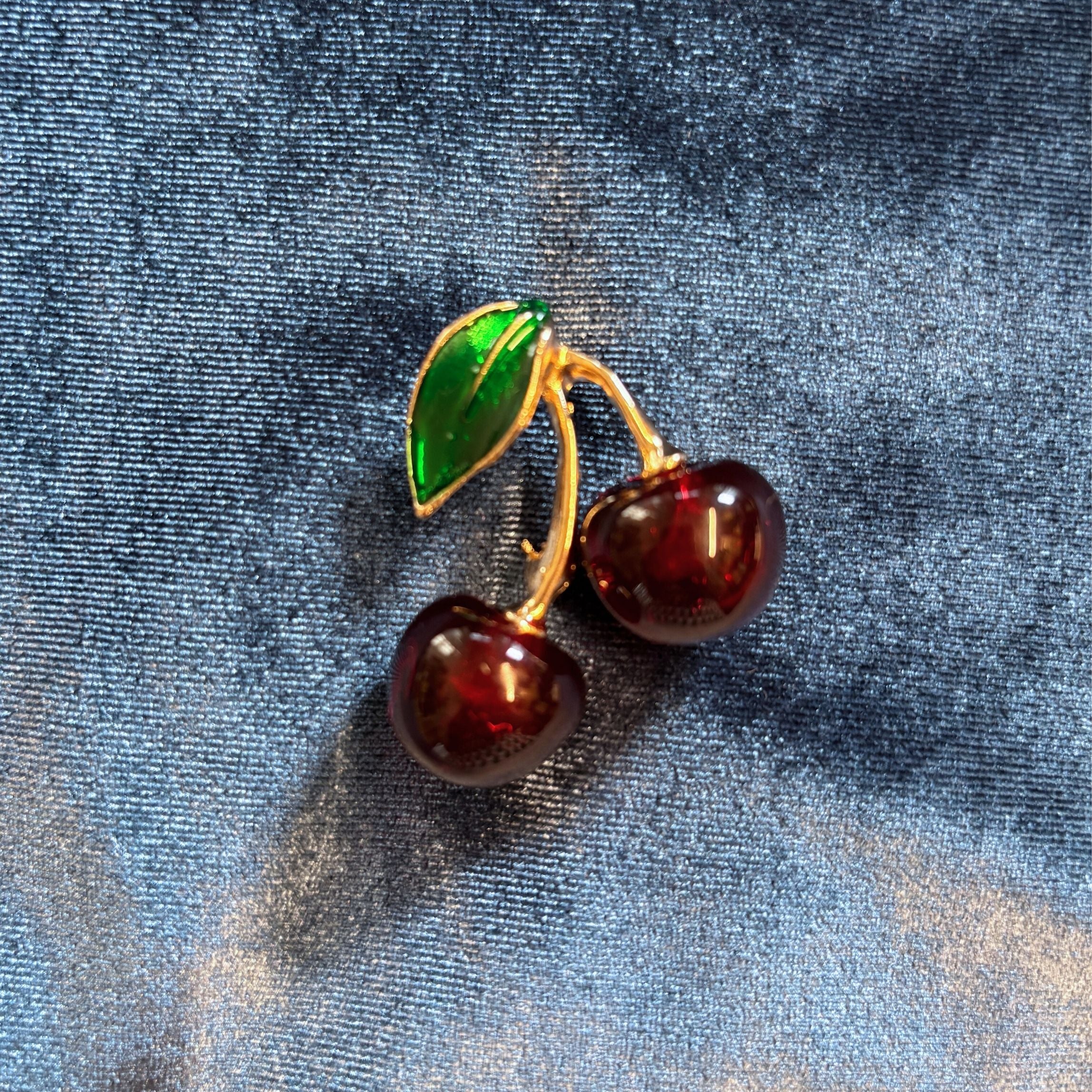 Cheeky Cherries Brooch | 1.45" Wide Pin in Metal Alloy with Gold Finish - Image 3