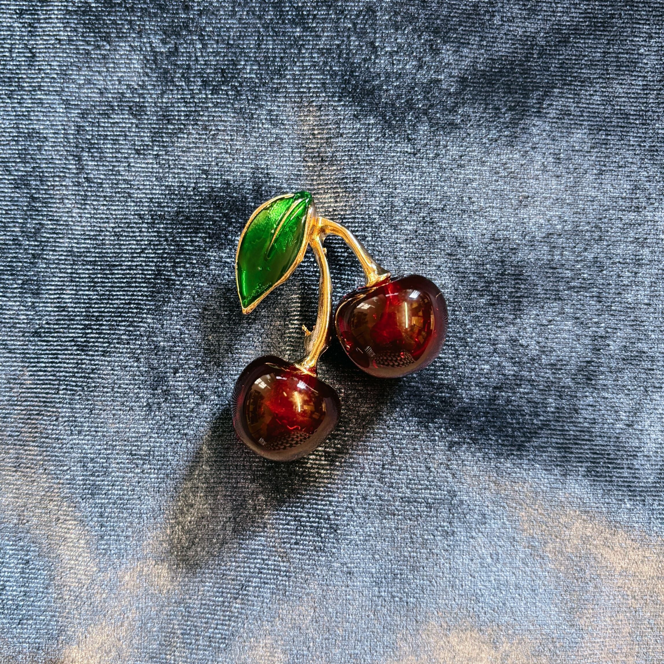Cheeky Cherries Brooch | 1.45" Wide Pin in Metal Alloy with Gold Finish - Image 5