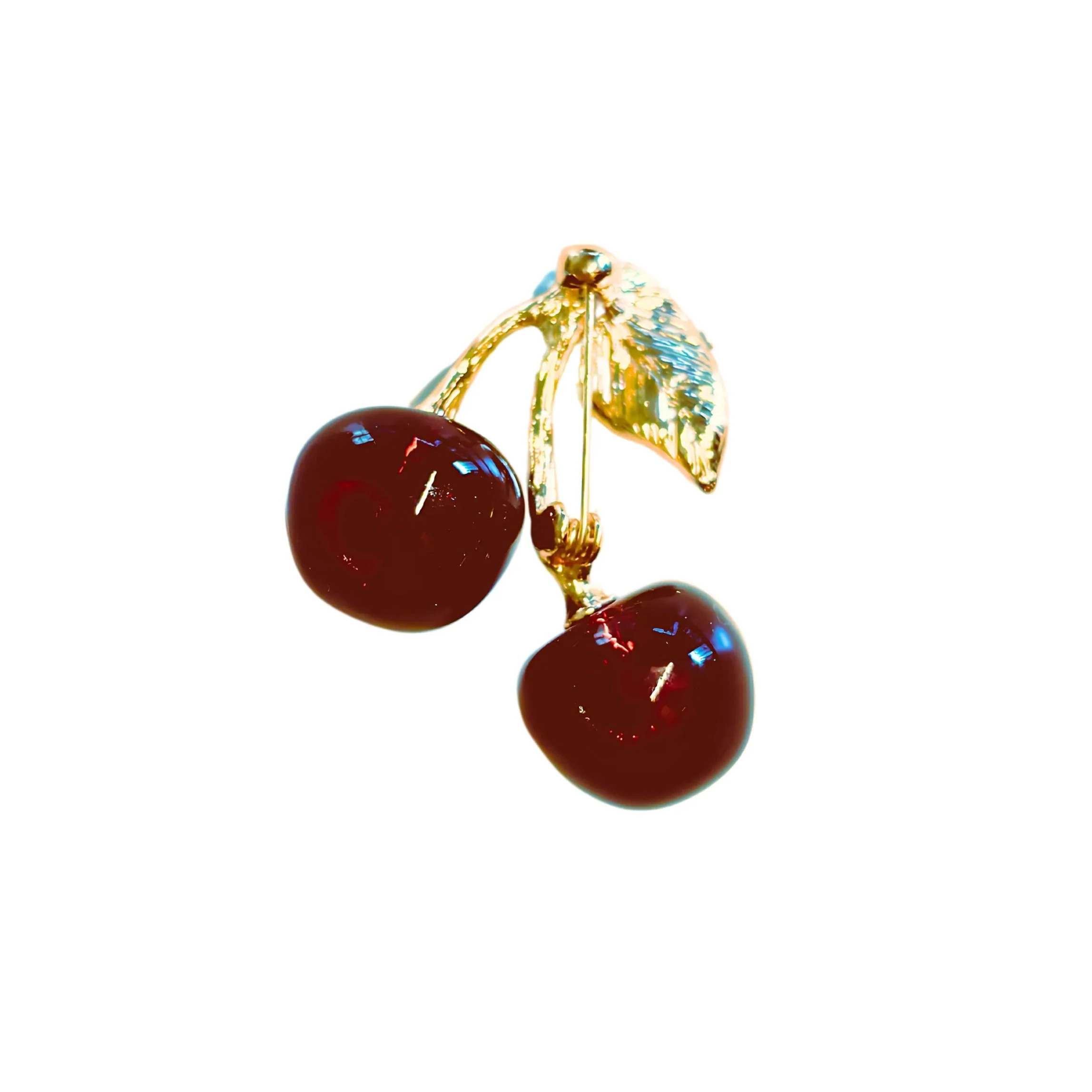 Cheeky Cherries Brooch | 1.45" Wide Pin in Metal Alloy with Gold Finish - Image 6