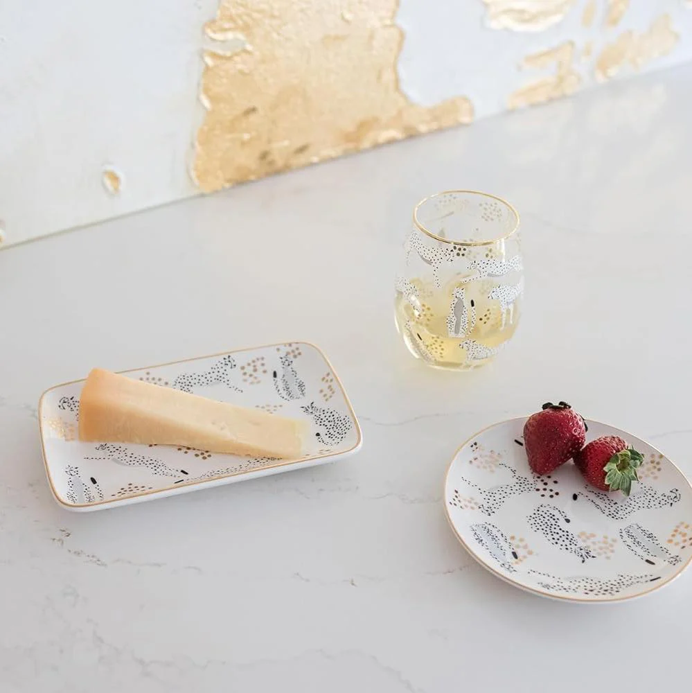 Cheetah Platter With Spreader | Ceramic Serving Dish Plate Tray with Butter Cheese Knife - Image 5