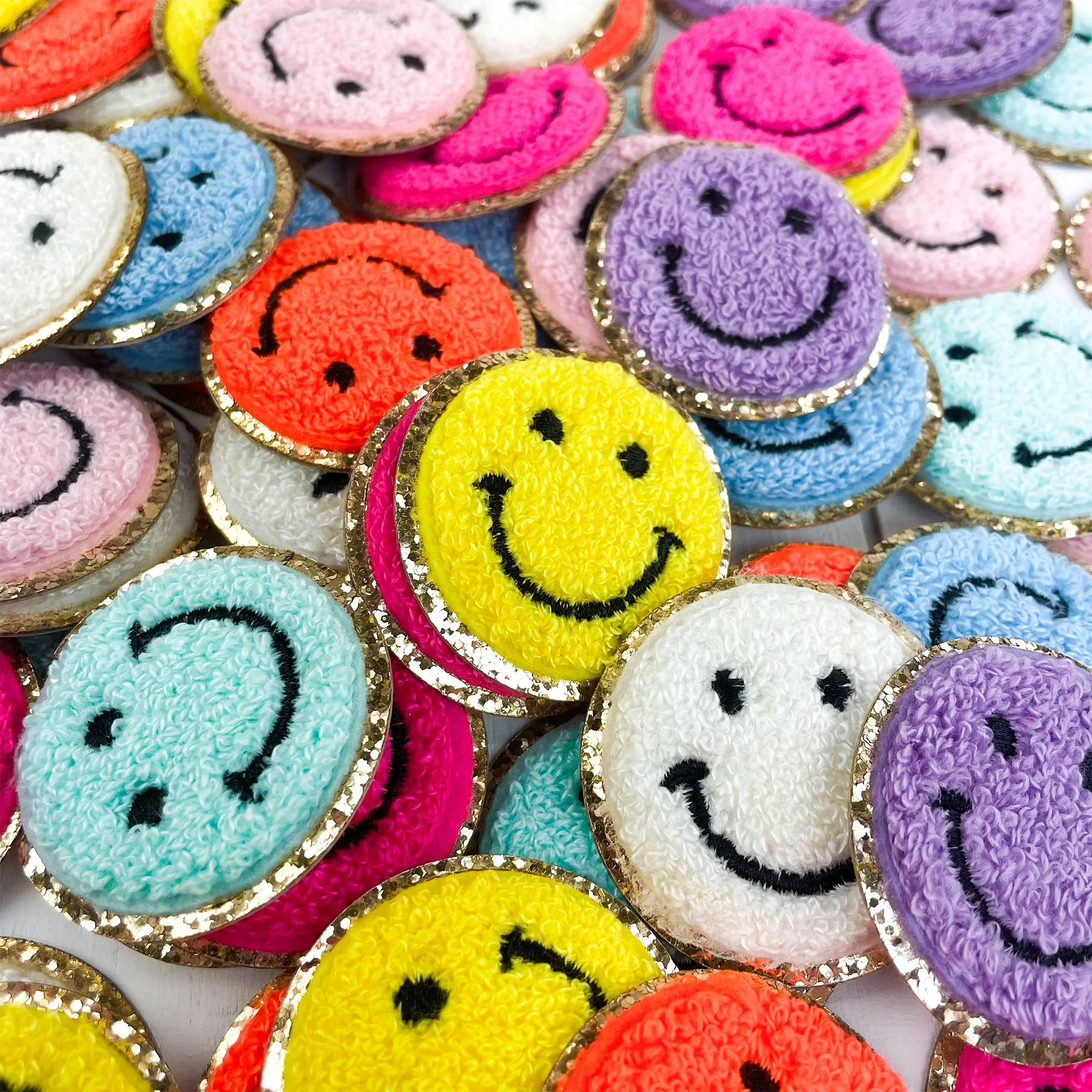Smiley & Heart Icons Chenille Self-Adhesive Patches | Decorative DIY Stick On Patches - Image 5