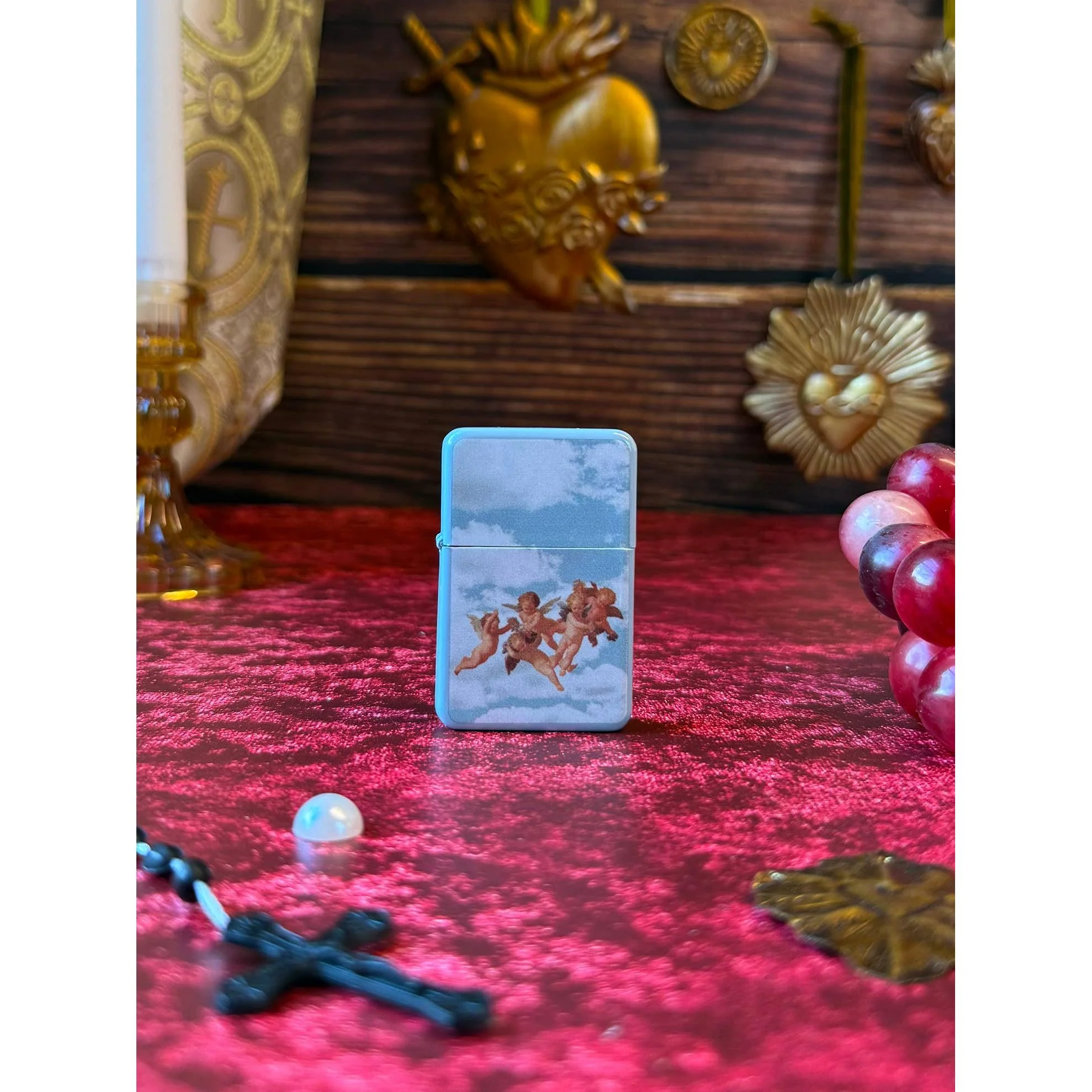 Cherub Refillable Lighter | Vintage Angel Cherub Metal Lighter | Retro Sky Aesthetic Pocket Lighter - Image 3