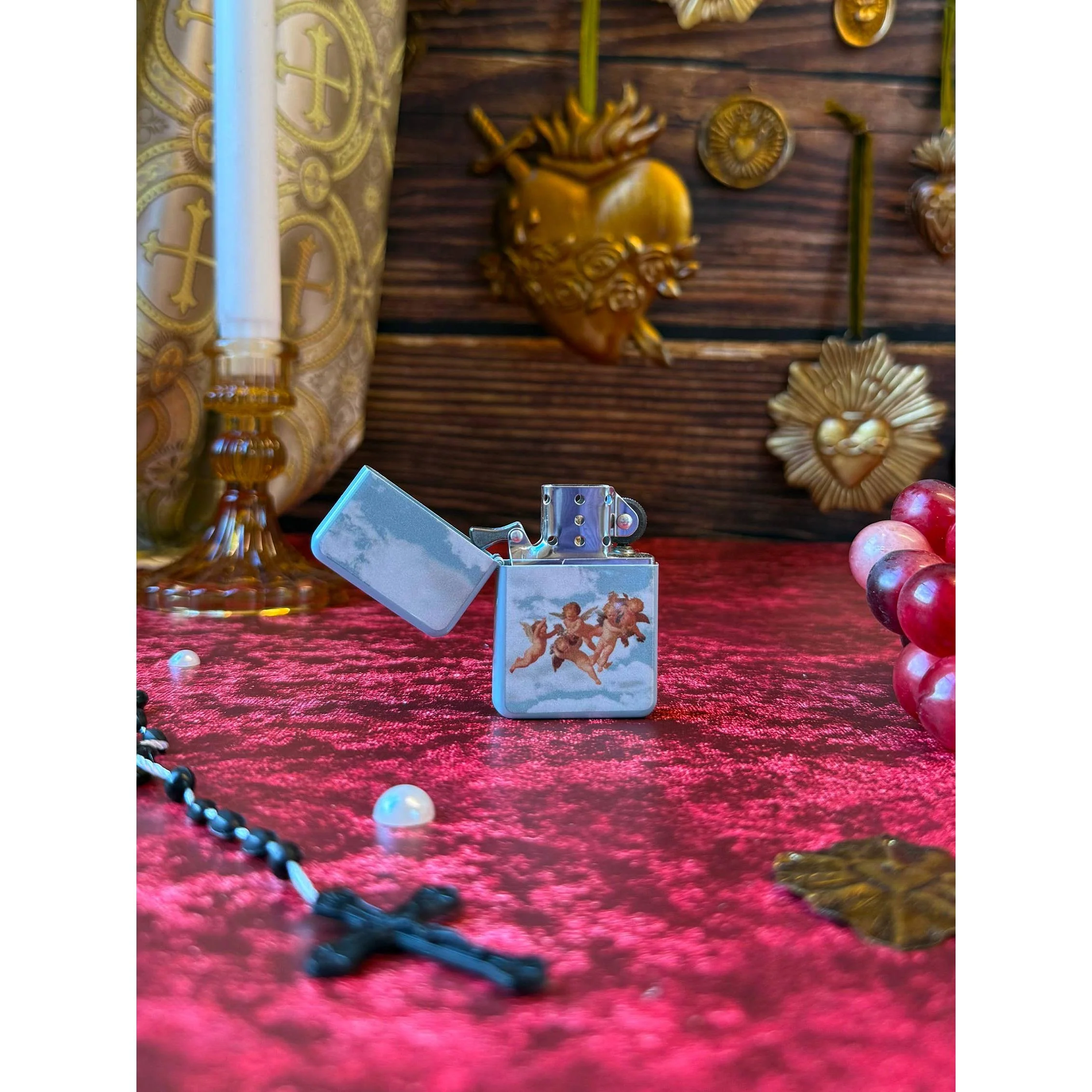 Cherub Refillable Lighter | Vintage Angel Cherub Metal Lighter | Retro Sky Aesthetic Pocket Lighter - Image 4