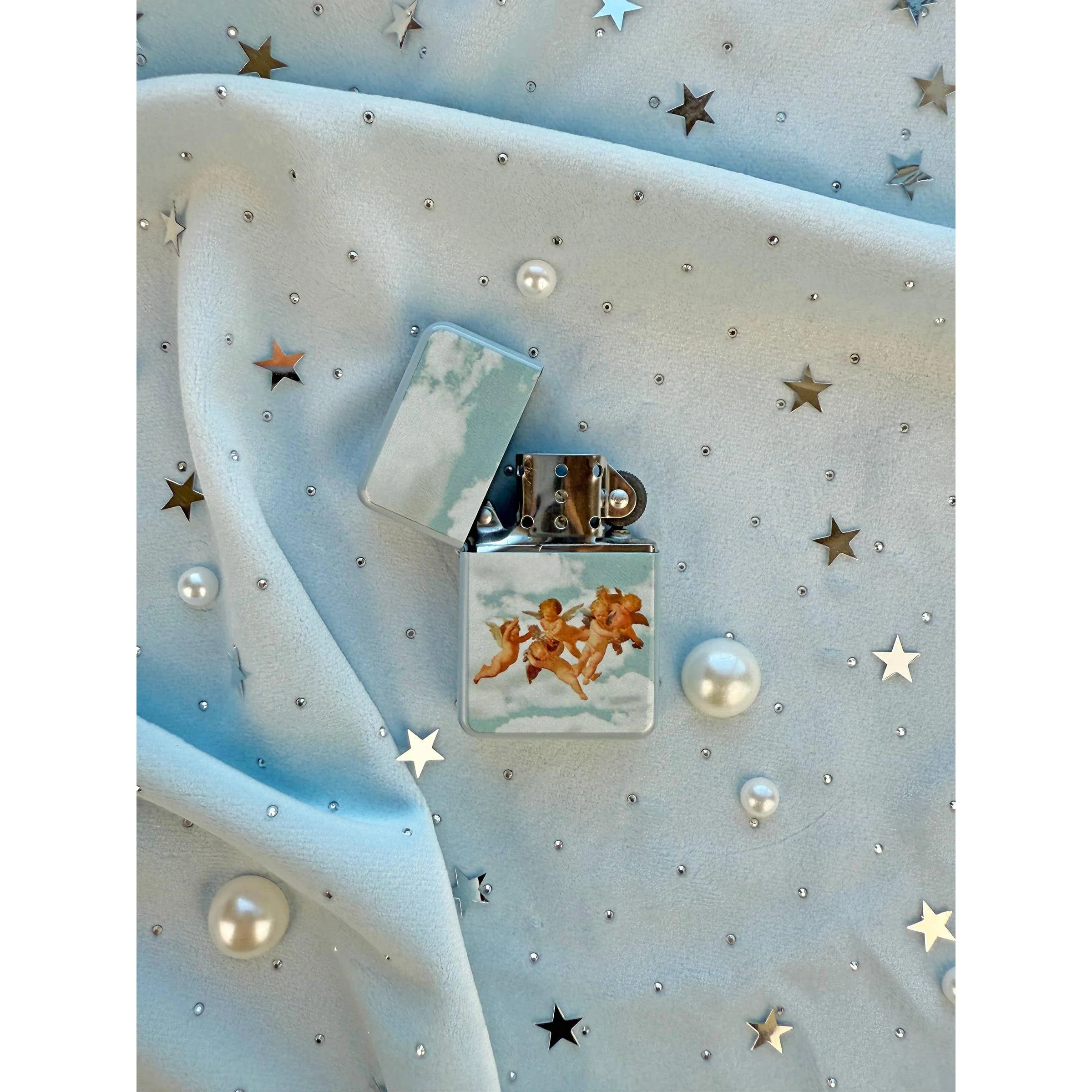 Cherub Refillable Lighter | Vintage Angel Cherub Metal Lighter | Retro Sky Aesthetic Pocket Lighter - Image 8