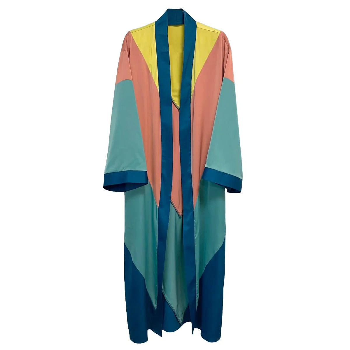 [SIZE L] Chevron Kimono Big Long Textured Satin Duster | Light Jacket, Outdoor Robe, Swimsuit Coverup - Image 3