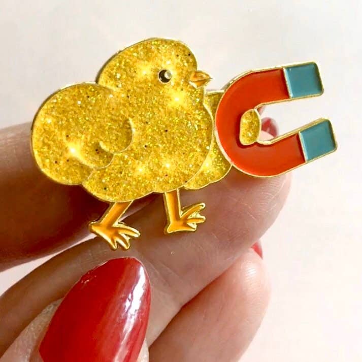 Chick Magnet Glitter Soft Enamel Pin | Cute Chick with Magnet Lapel Pin - Image 4