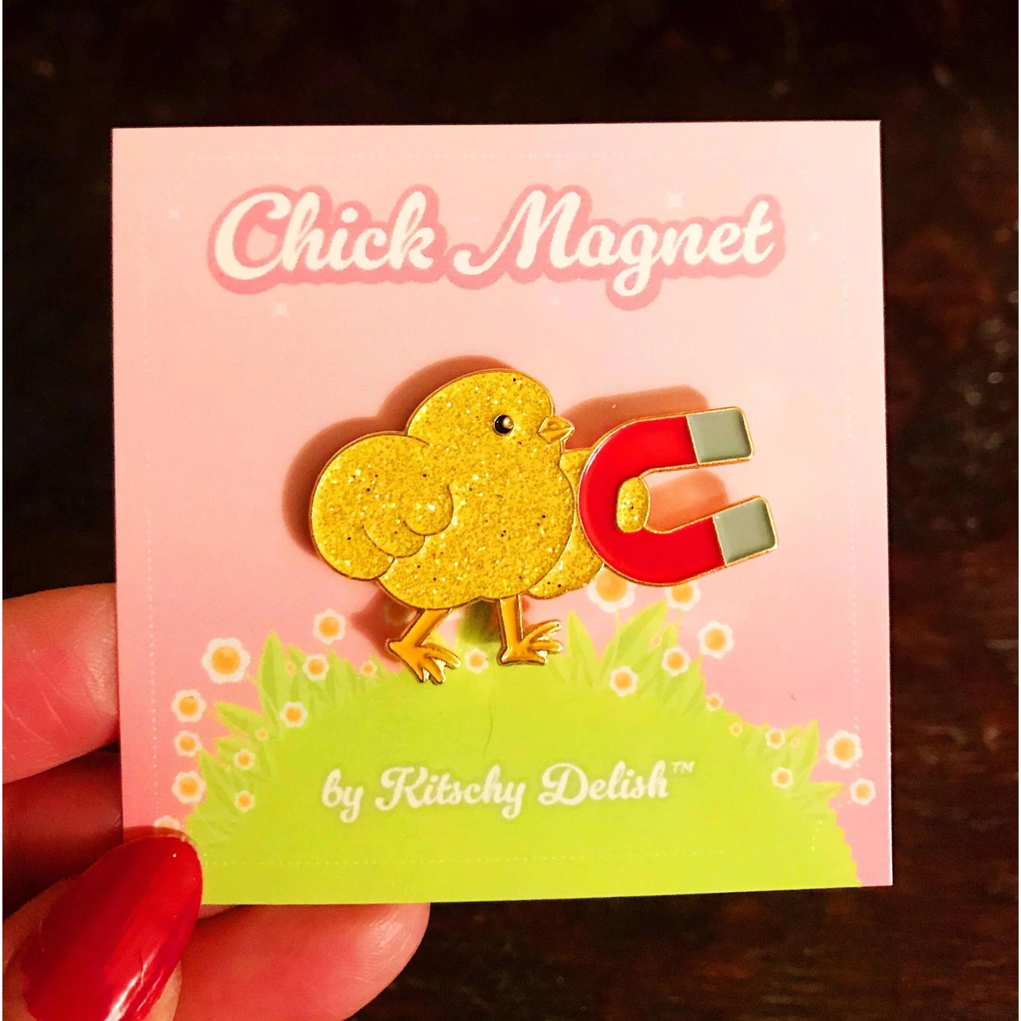 Chick Magnet Glitter Soft Enamel Pin | Cute Chick with Magnet Lapel Pin - Image 5