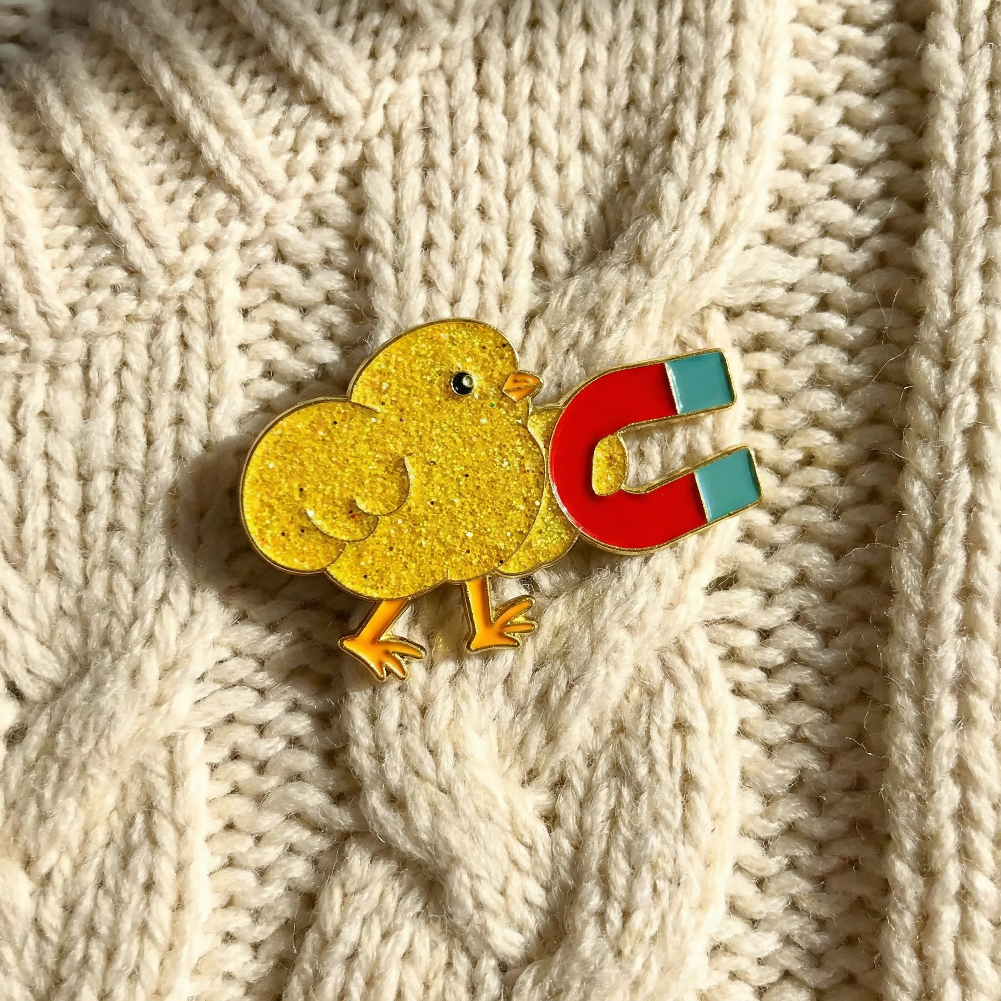 Chick Magnet Glitter Soft Enamel Pin | Cute Chick with Magnet Lapel Pin - Image 6