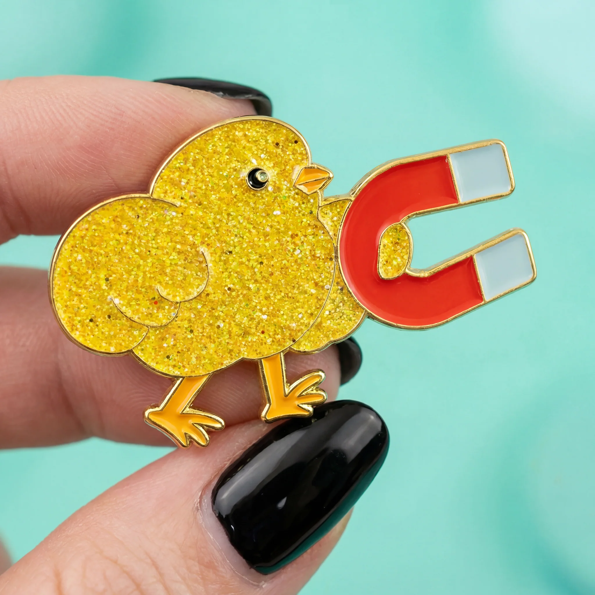 Chick Magnet Glitter Soft Enamel Pin | Cute Chick with Magnet Lapel Pin - Image 8