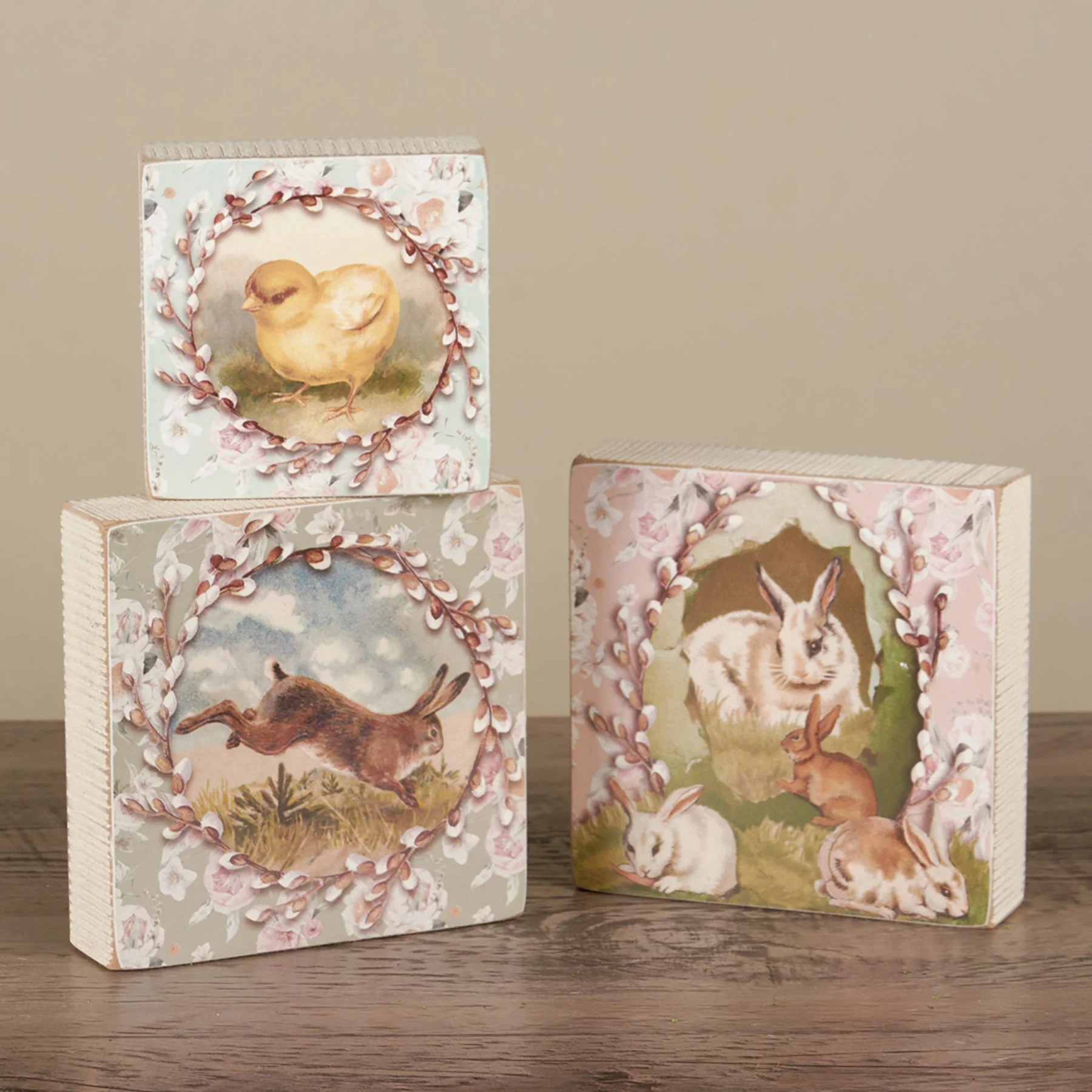 Chick Vintage Wooden Block Sign | Square Easter Spring Wall Desk Decor | 3" x 3" - Image 4