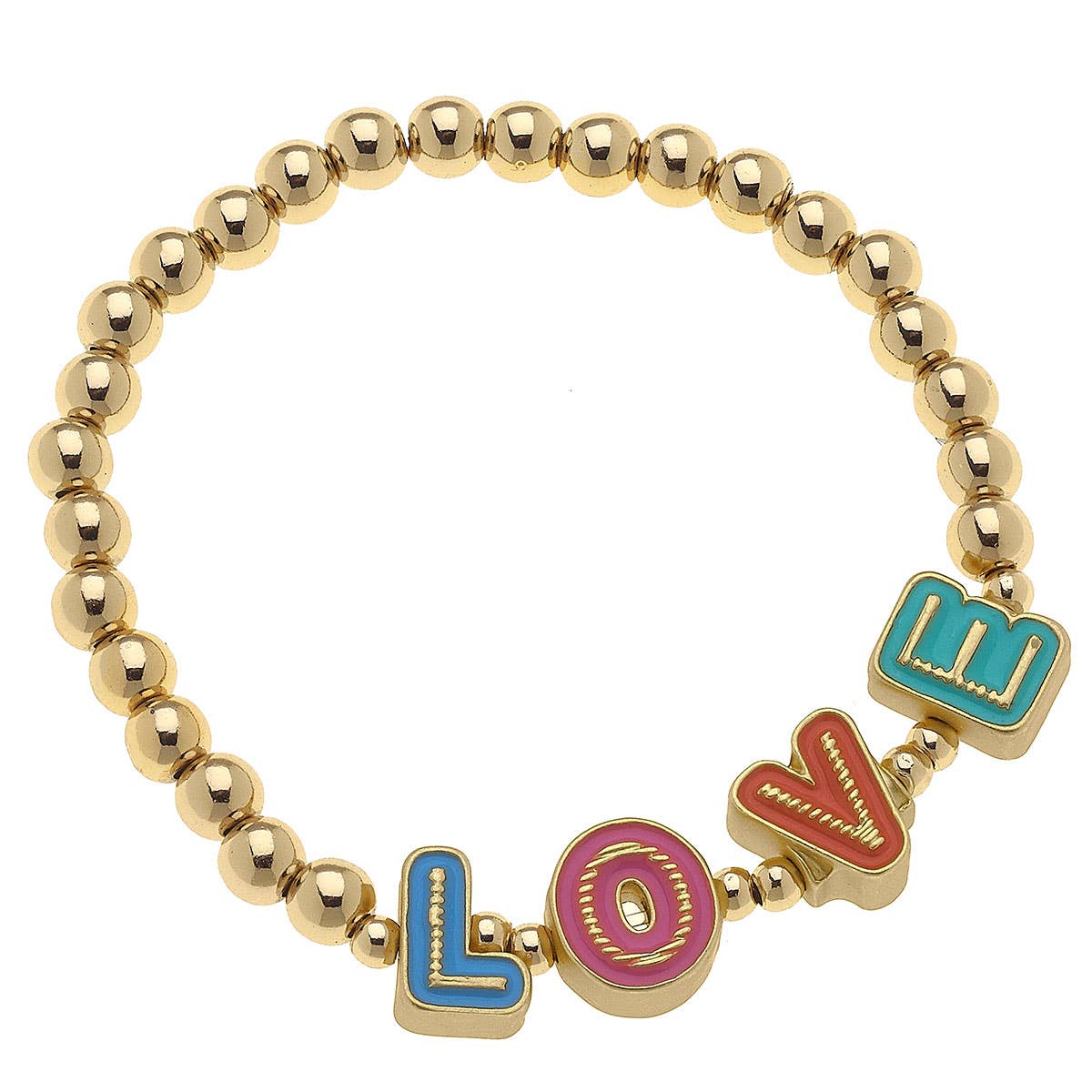 Kids Stretch Bracelet in Multicolor | 3 Choices Charm Letter Word Phrases - Image 2