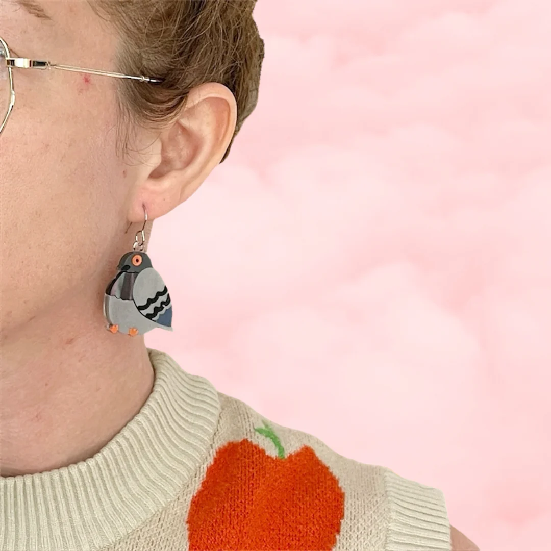 Chunky Pigeon Earrings | Handmade - Image 2