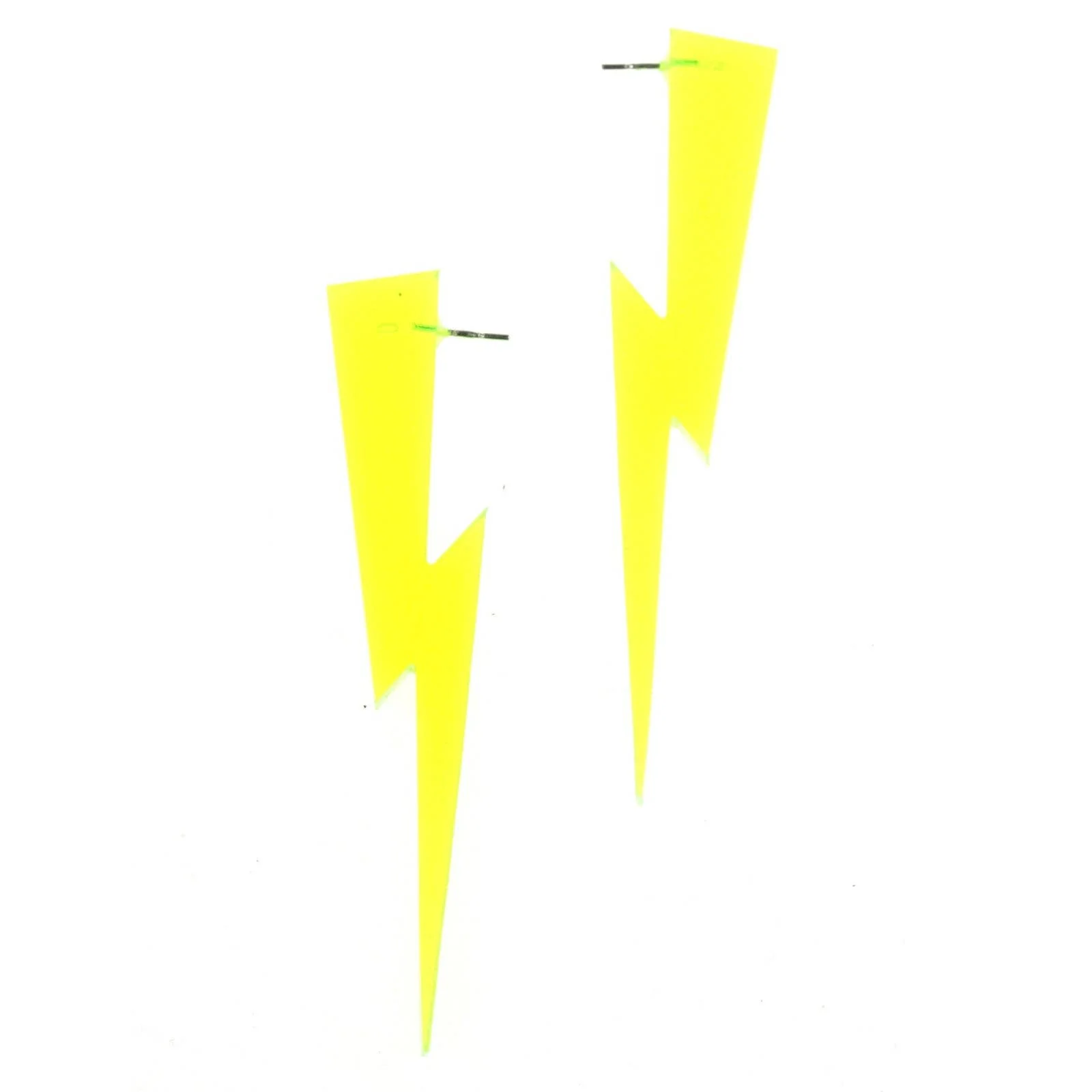 Chunky Statement Lightning Bolt Earrings in Black Light Reactive Clear Green | 80s Vibes Jewelry - Image 4