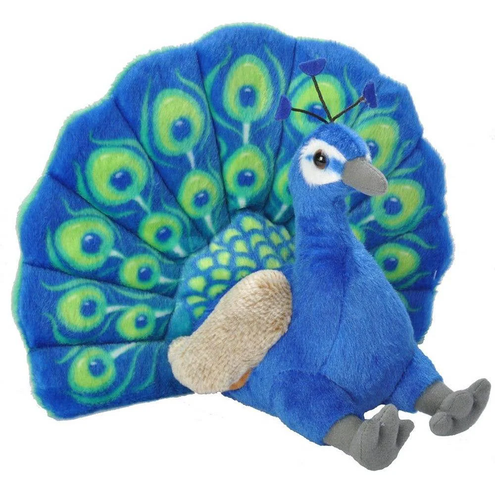 Peacock Stuffed Animal 12" | Cuddlekins Peacock Plush by Wild Republic - Image 2