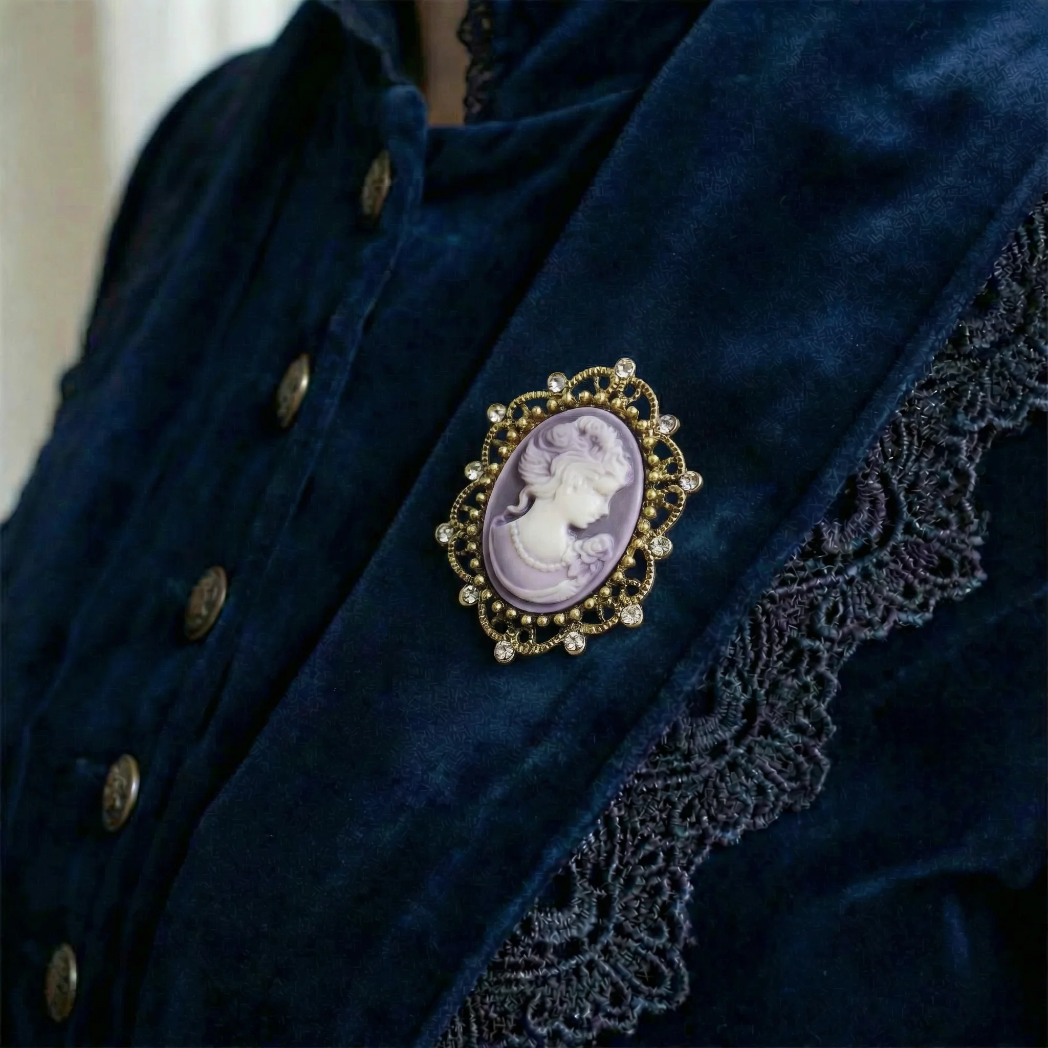 Lady of Letters Classic Cameo Brooch in 6 Color Choices - Image 10
