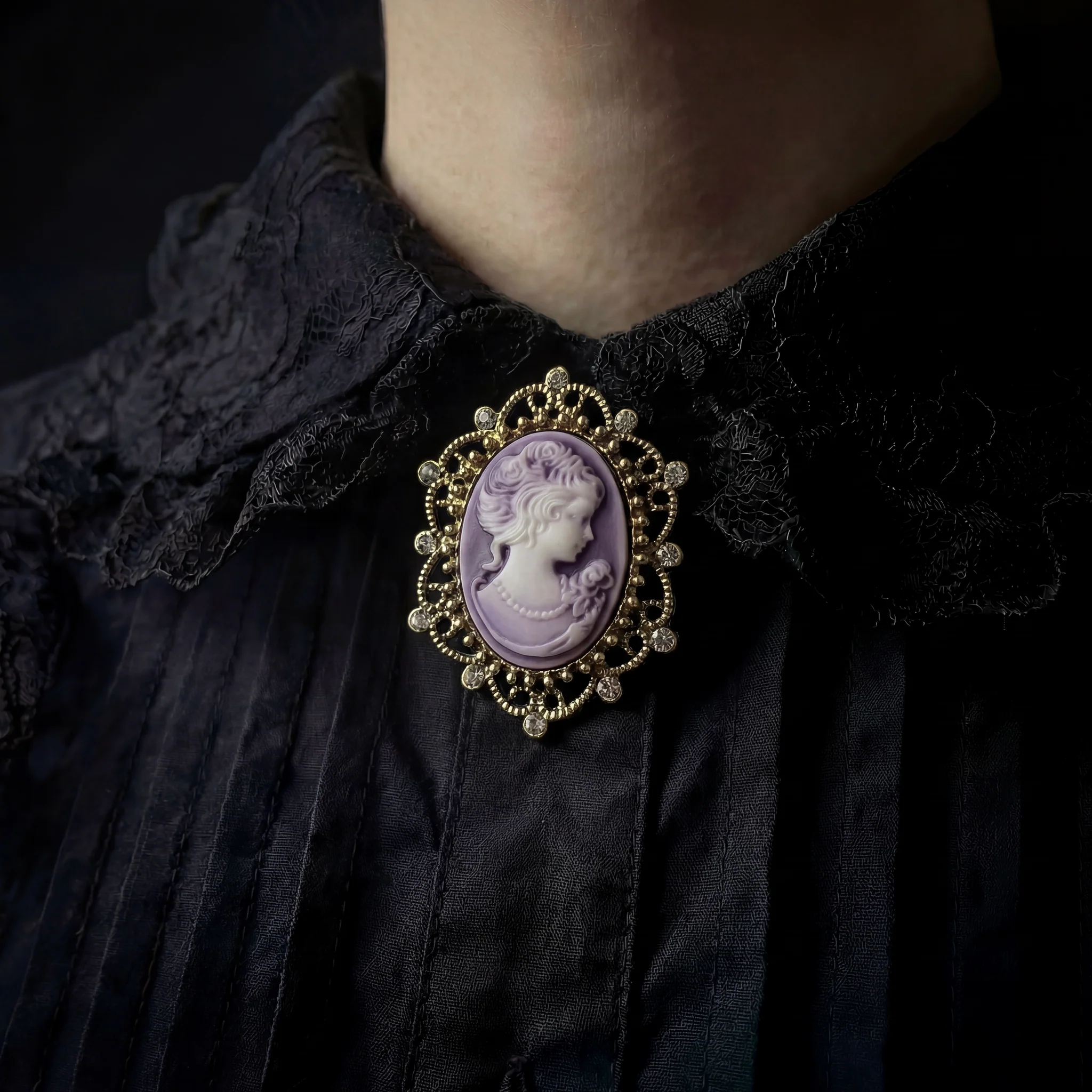 Lady of Letters Classic Cameo Brooch in 6 Color Choices - Image 2