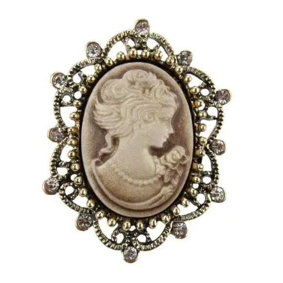 Lady of Letters Classic Cameo Brooch in 6 Color Choices - Image 3